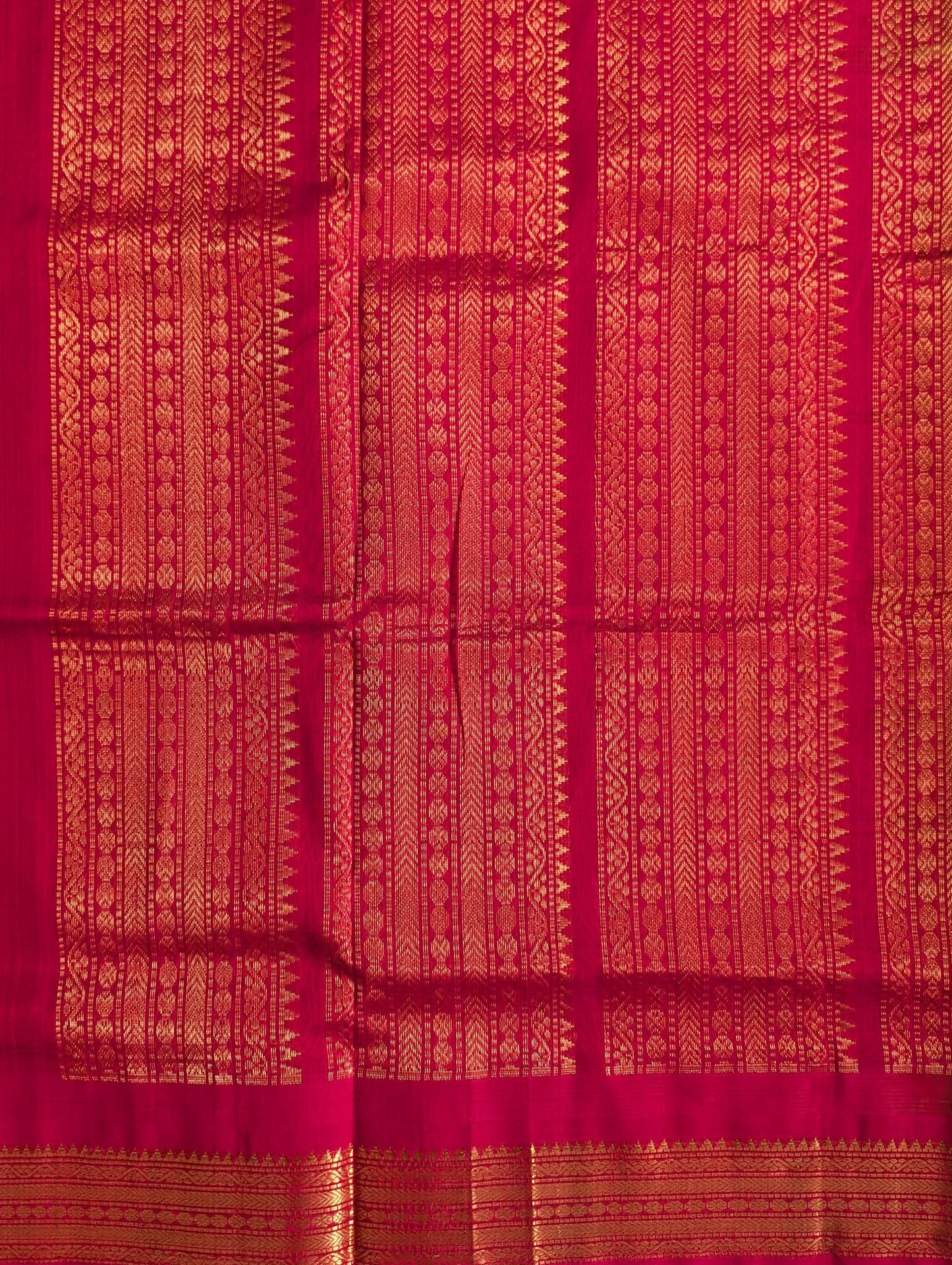 Blue with Red Temple border Pure Kanchi Silk Cotton Saree