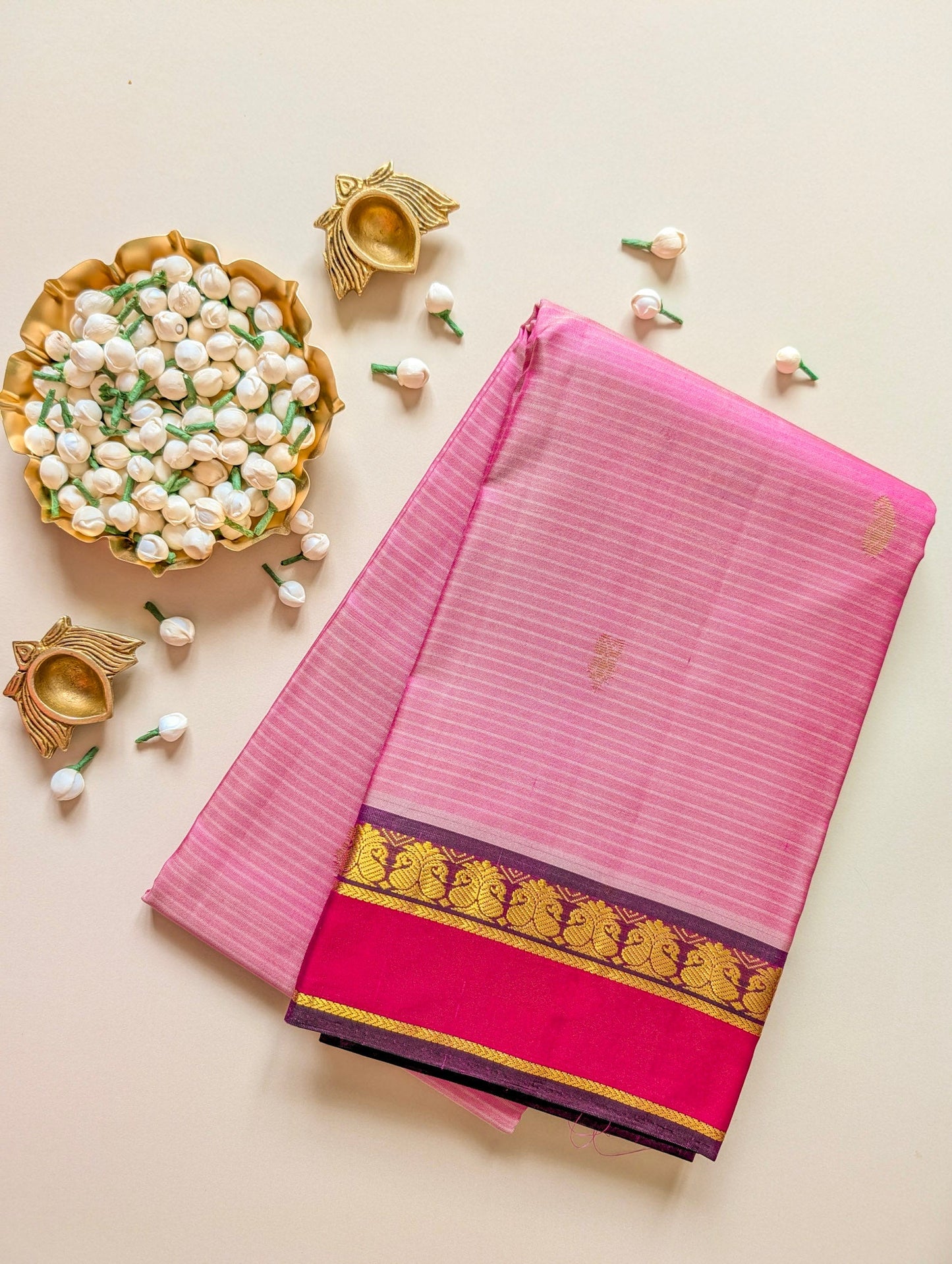 Pink Lightweight Pure Kanchi Silk Saree