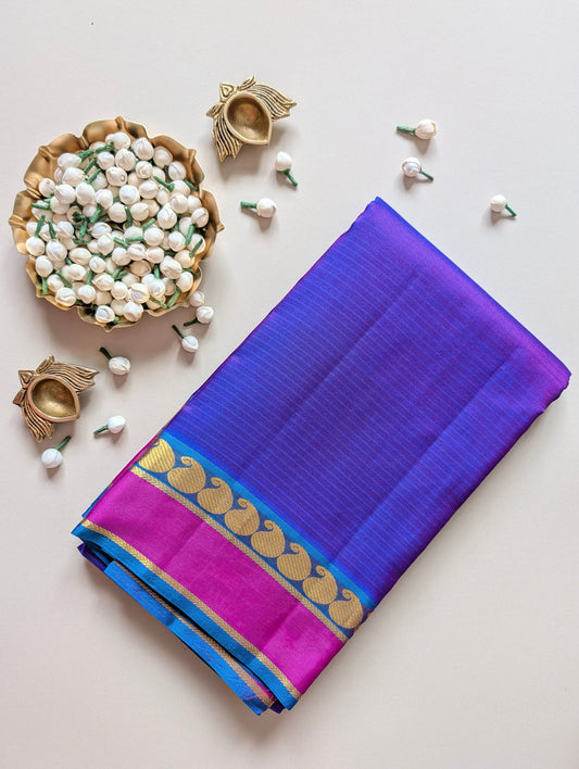 Purple with Blue Pure Silk Saree