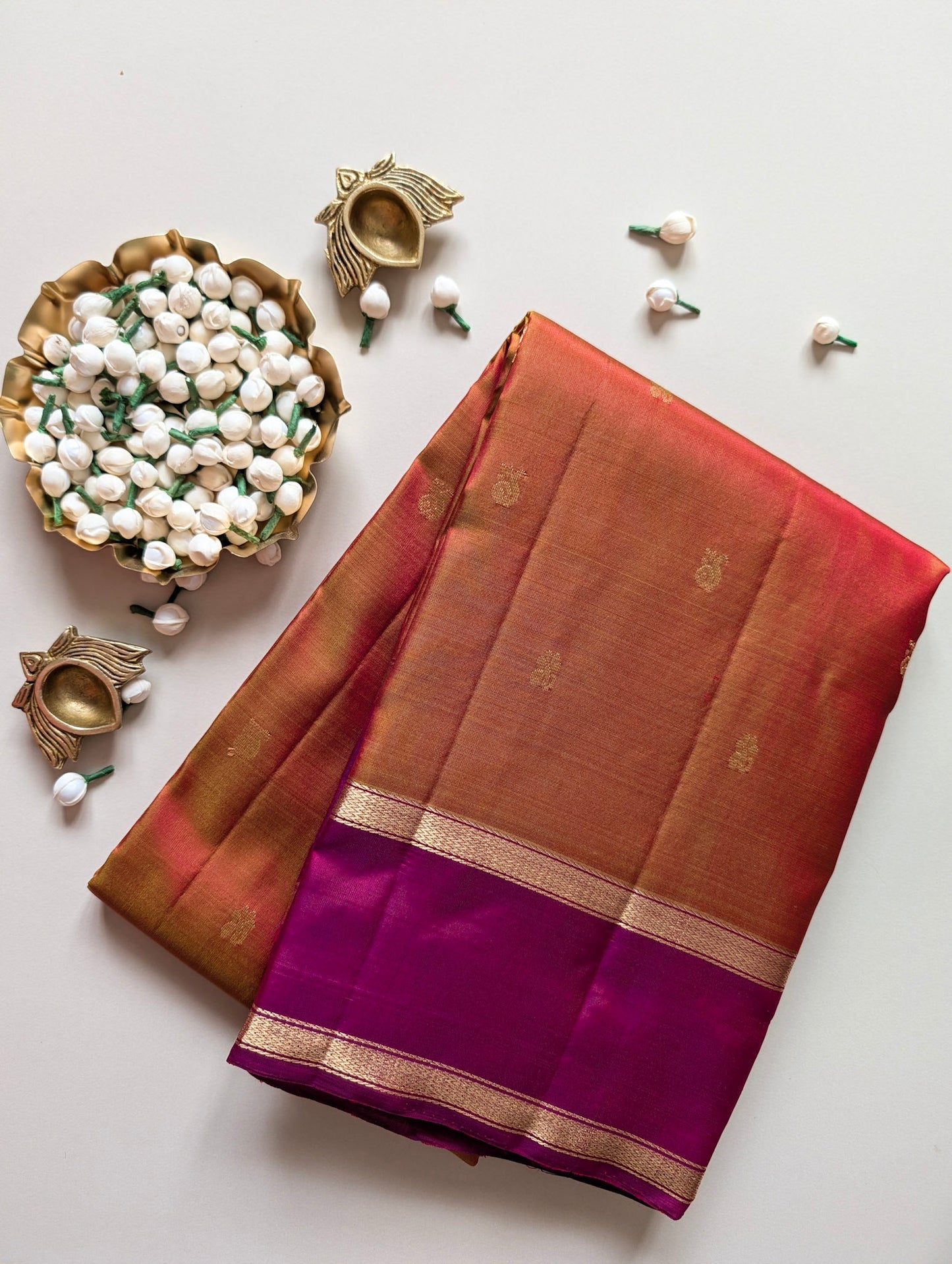 Orange with Maroon Kanchi Silk Saree