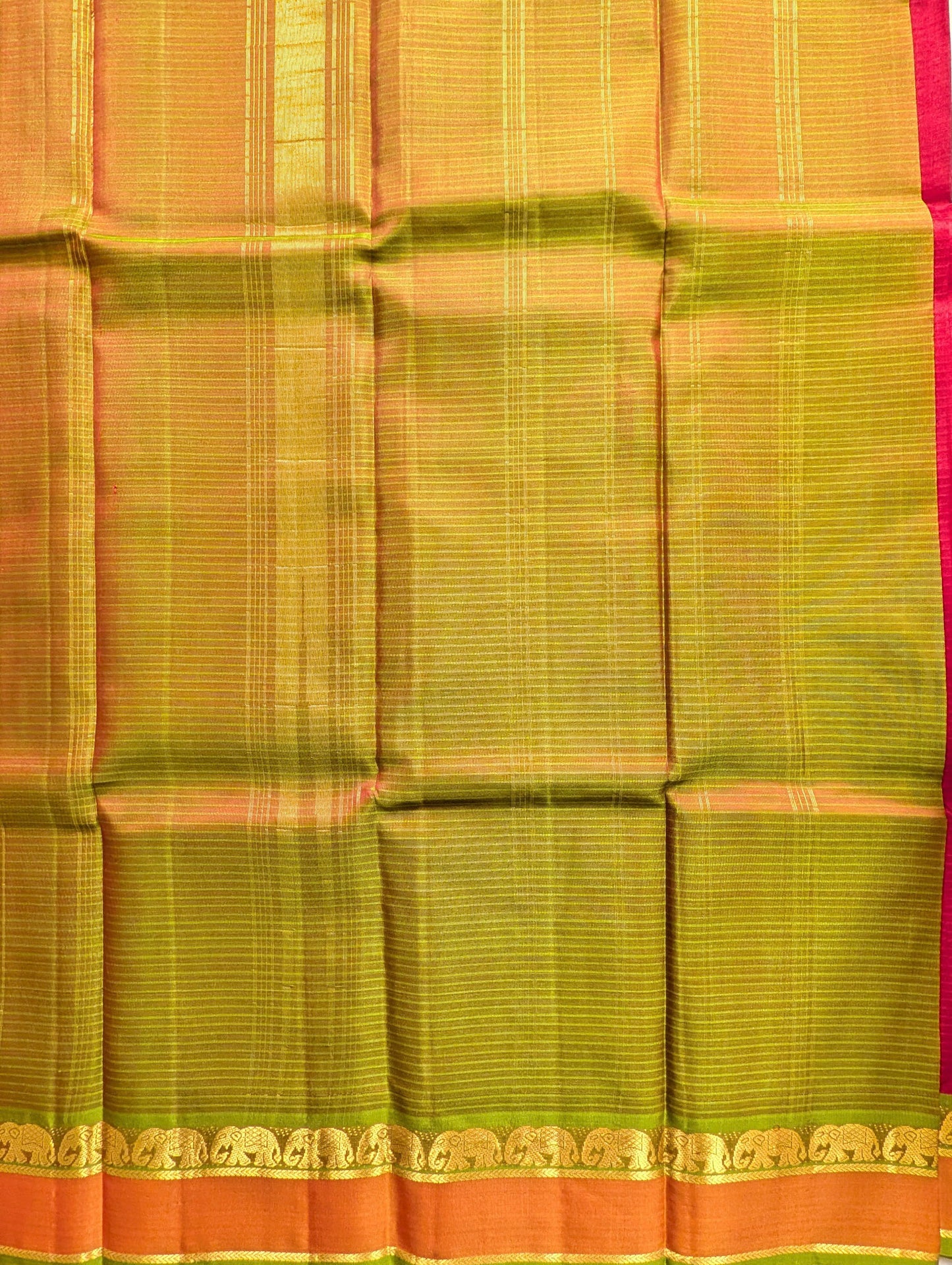 Red with Green Pure Silk Saree