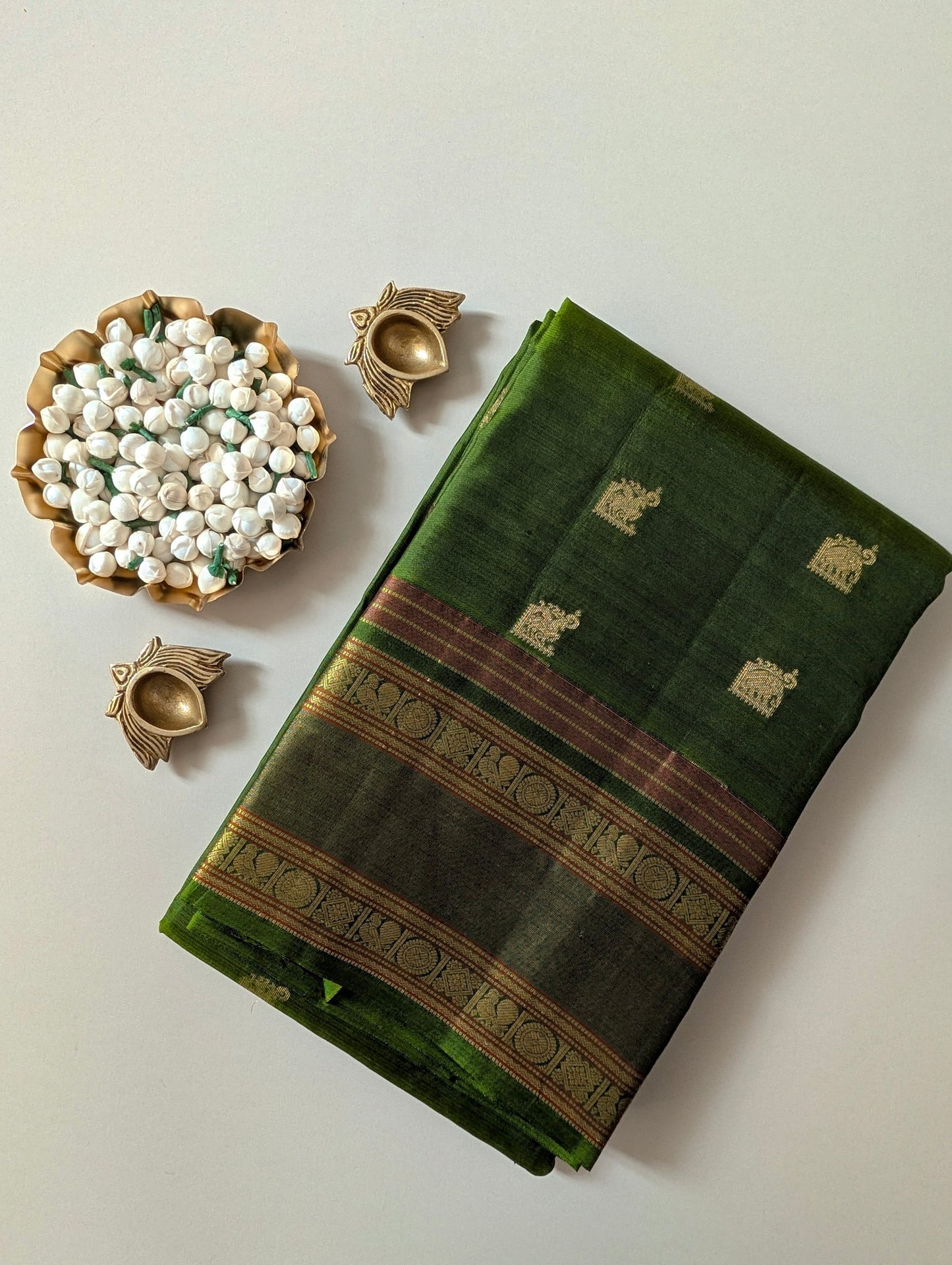 Leaf Green Kanjeevaram Silk Saree