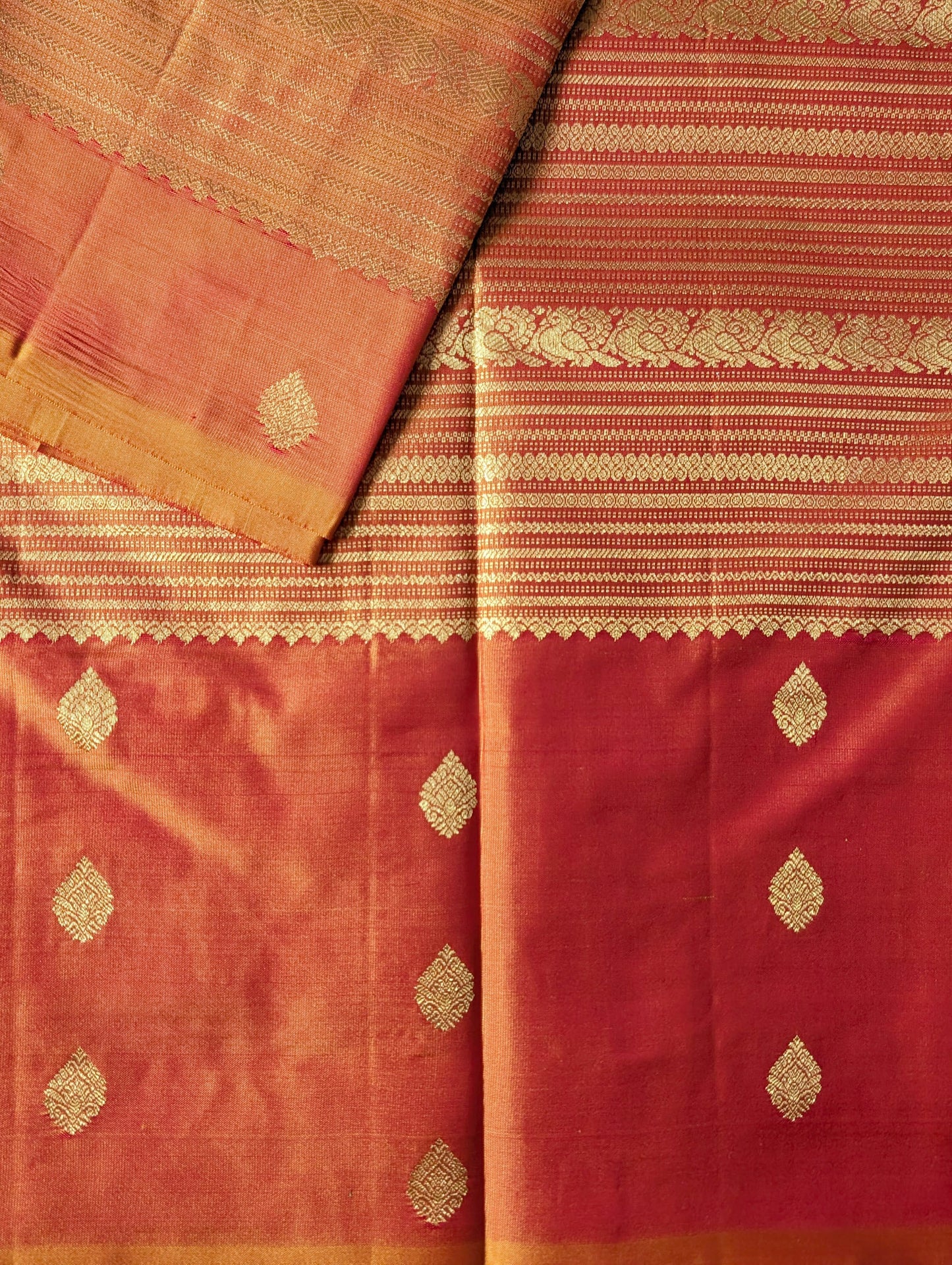 Orange Brocade Kanjeevaram Silk Saree