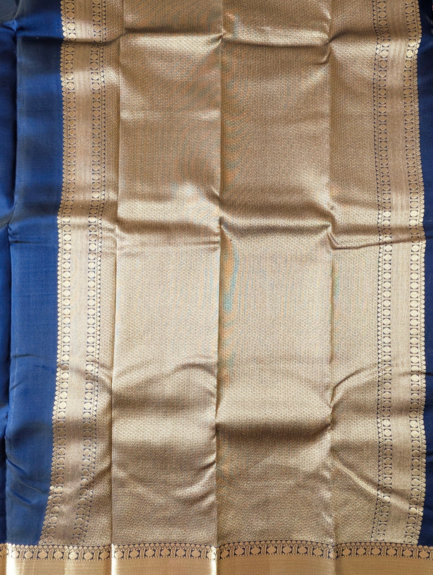 Blue with mustard Kanjeevaram Silk Saree