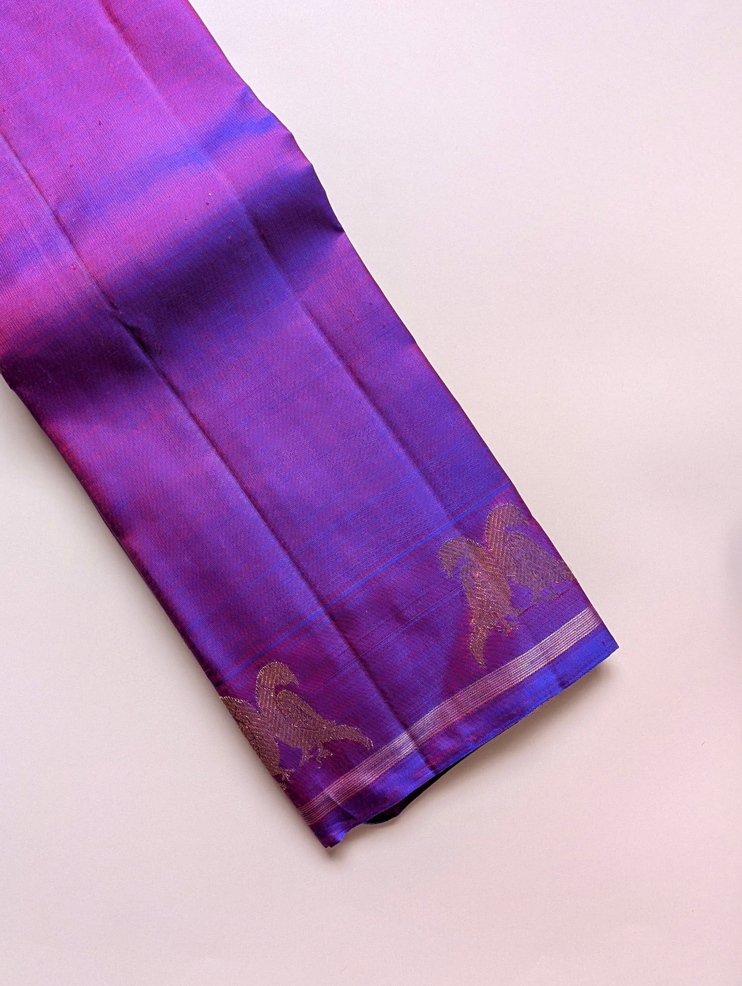 Dual shade Purple Pure 3G Zari Kanjeevaram Silk Saree