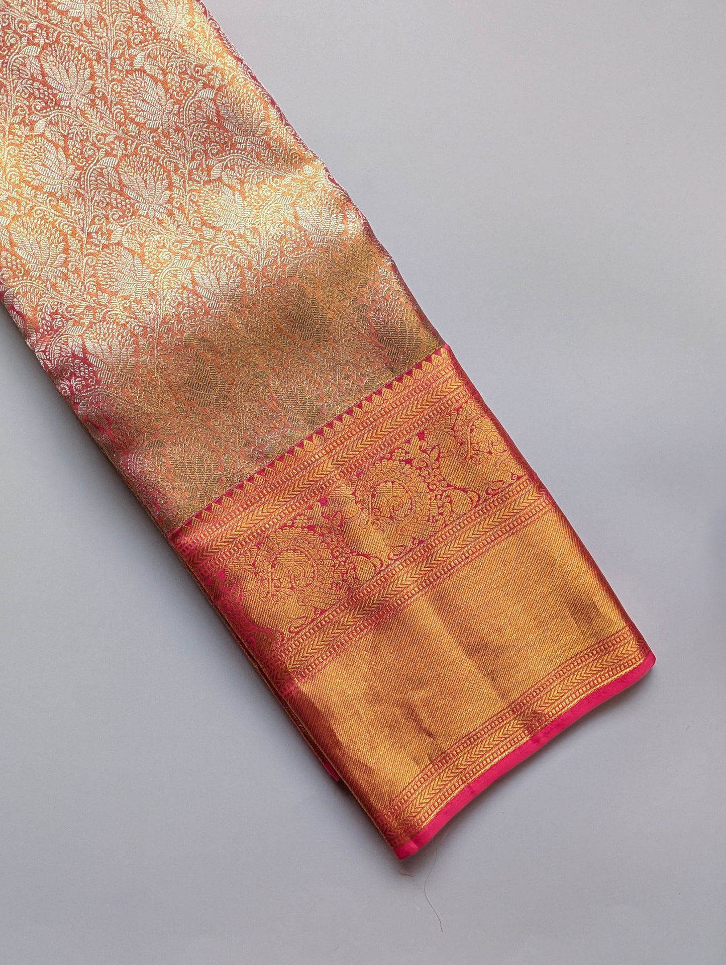 Brocade Pastel Orange Kanjeevaram Silk Saree