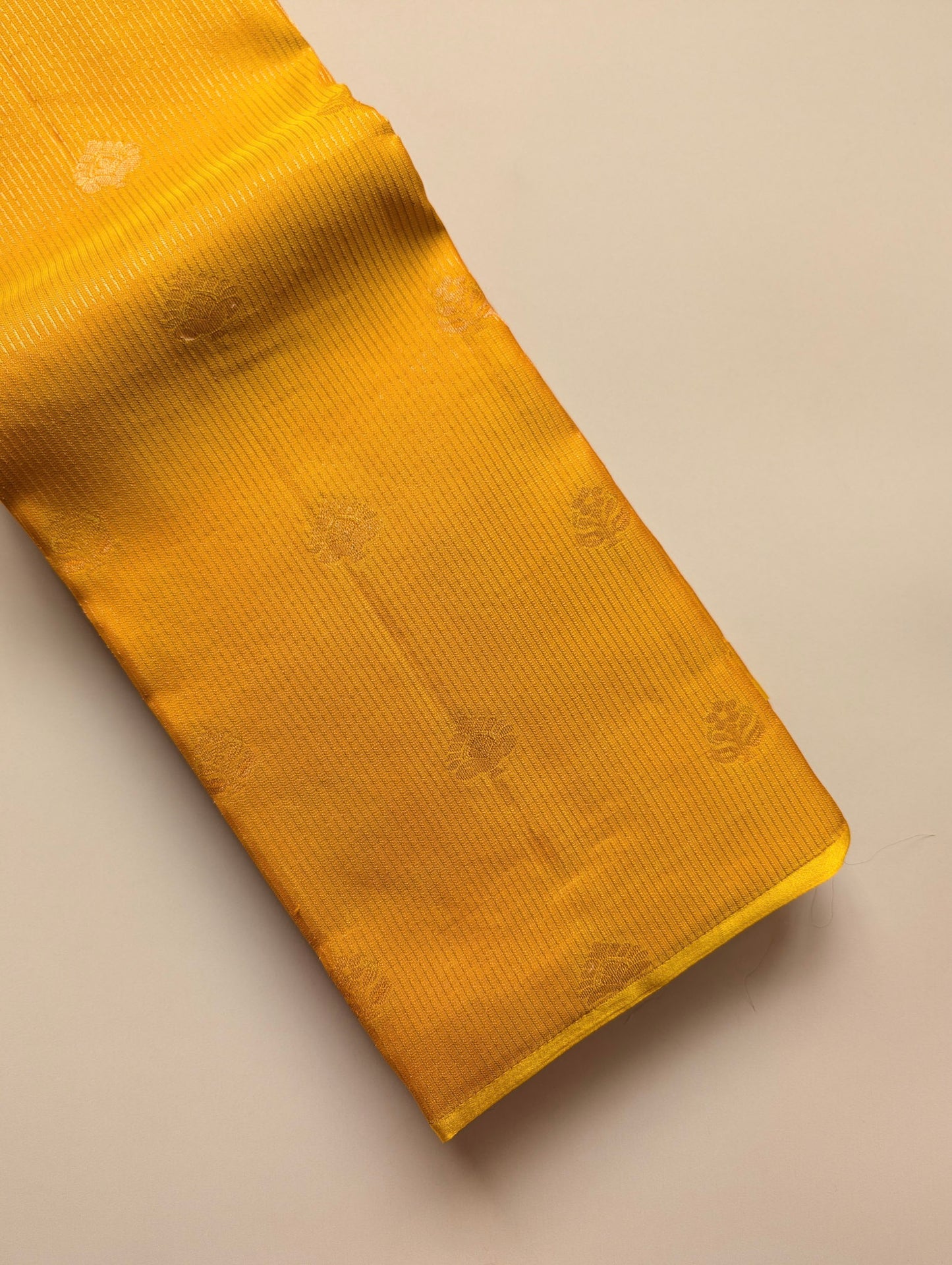 Golden Yellow Borderless Kanjeevaram Silk Saree