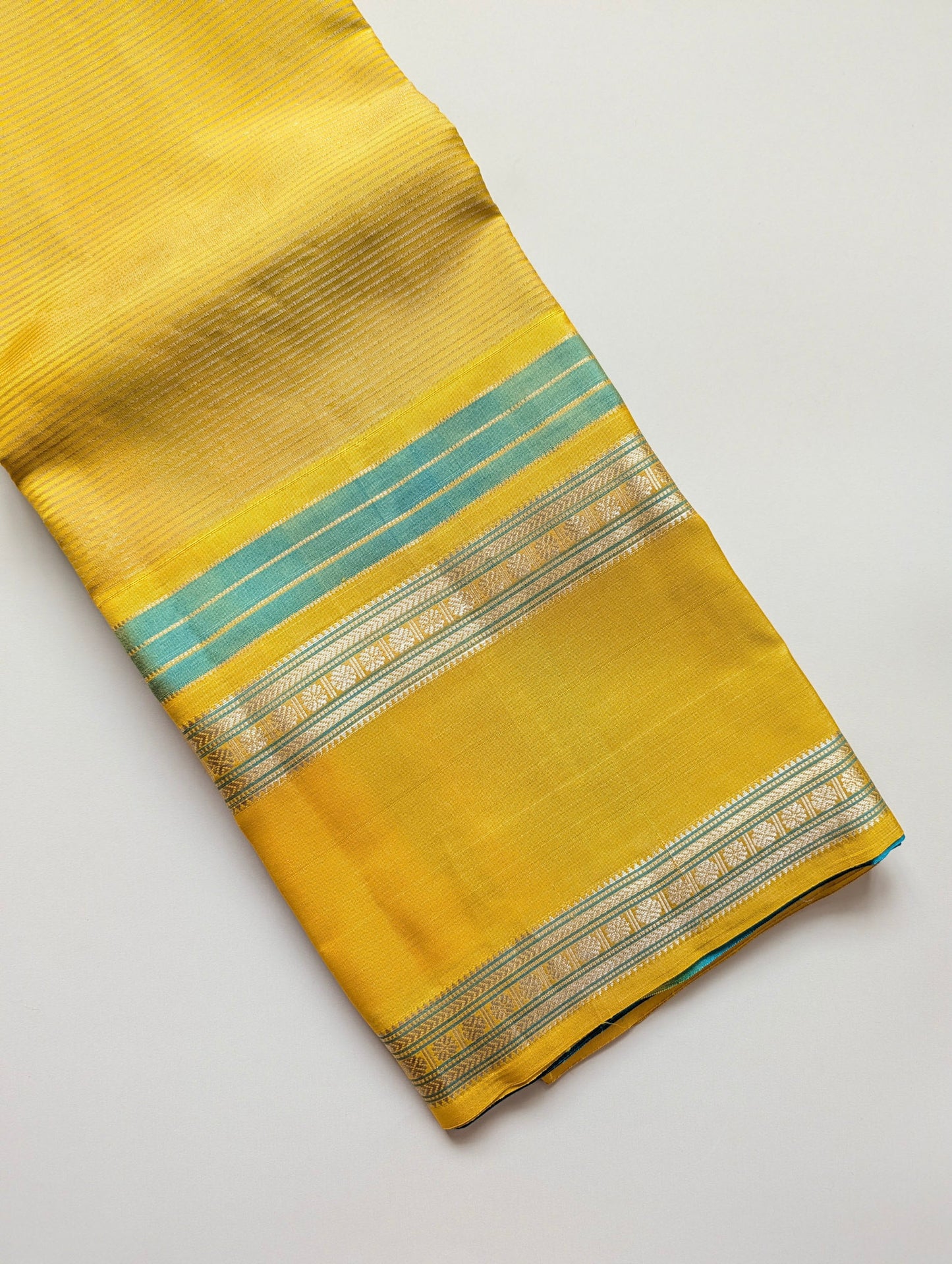 Yellow with Blue Kanjeevaram Silk Saree