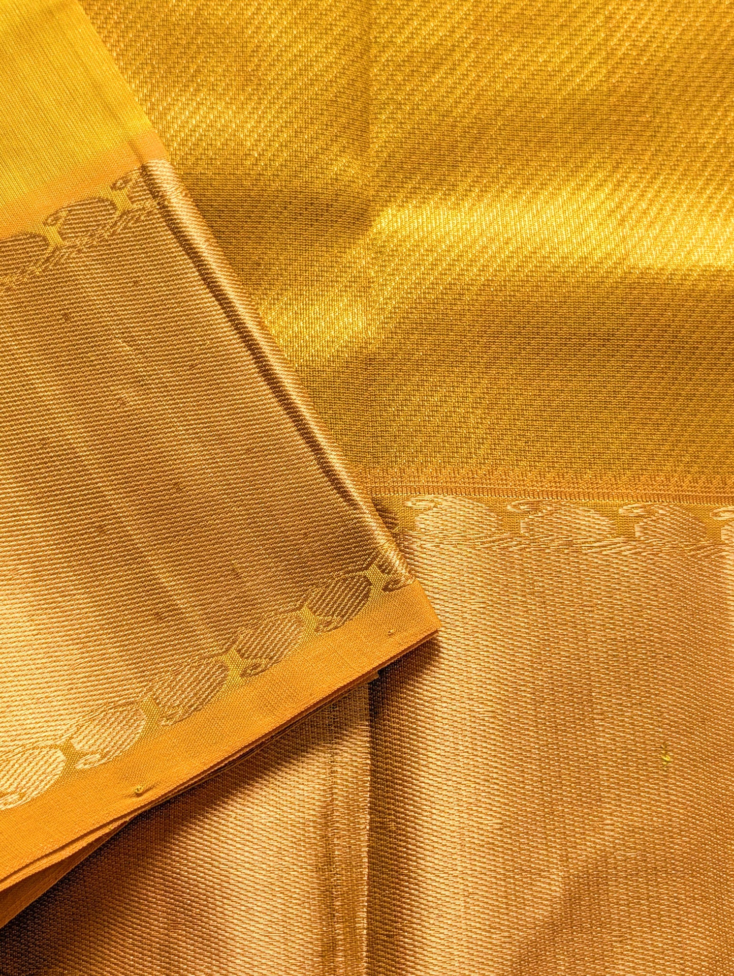 Golden yellow Pure Kanchi silk cotton saree