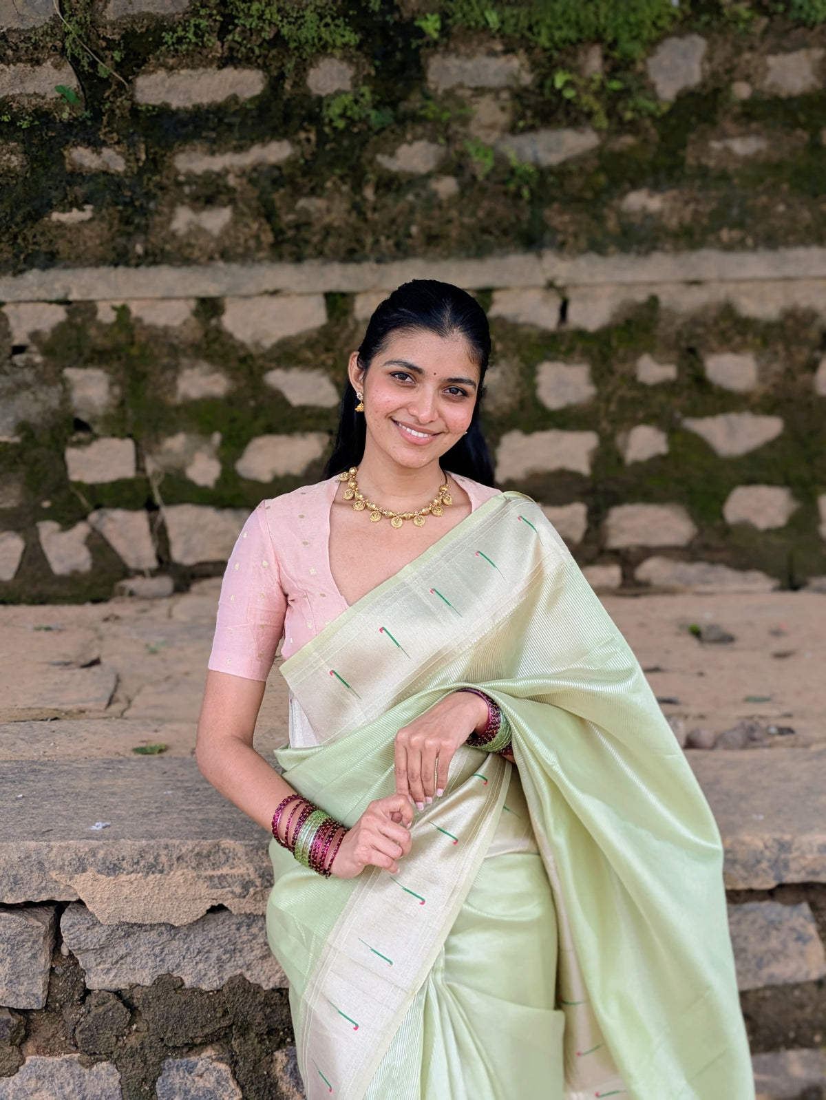 Green Tissue Paithani Semi Silk Saree
