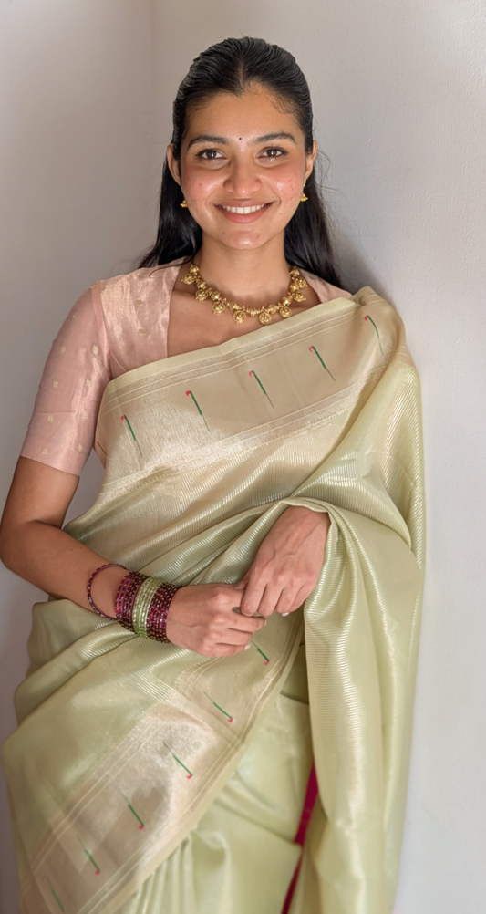 Green Tissue Paithani Semi Silk Saree