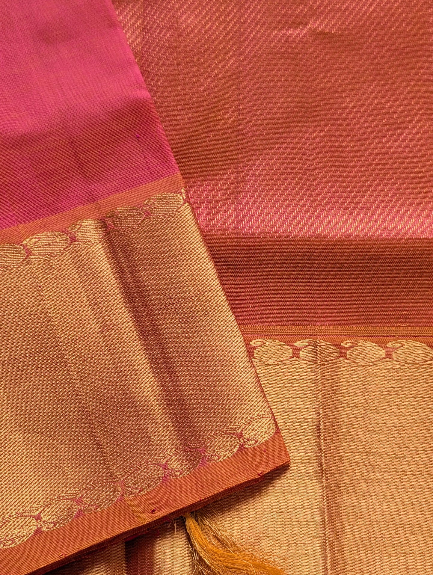 Sunset Orange with mango motifs Pure Kanchi silk cotton saree