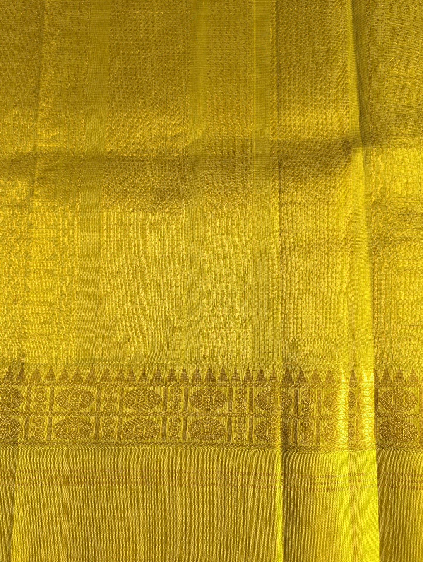Beige with yellow Pure Kanchi Silk Cotton Saree