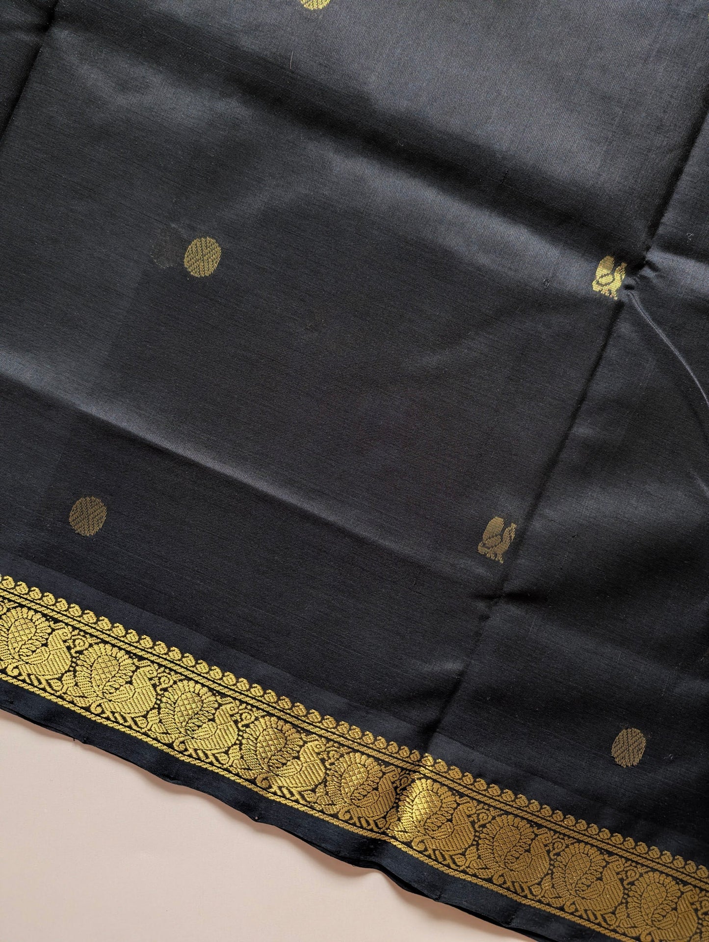 Black Pure Kanchi silk cotton Saree