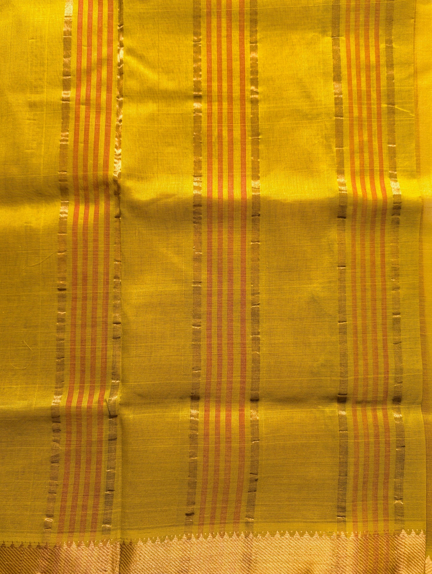 Kumkum Red with Turmeric Yellow Pure Kanchi Silk Cotton Saree