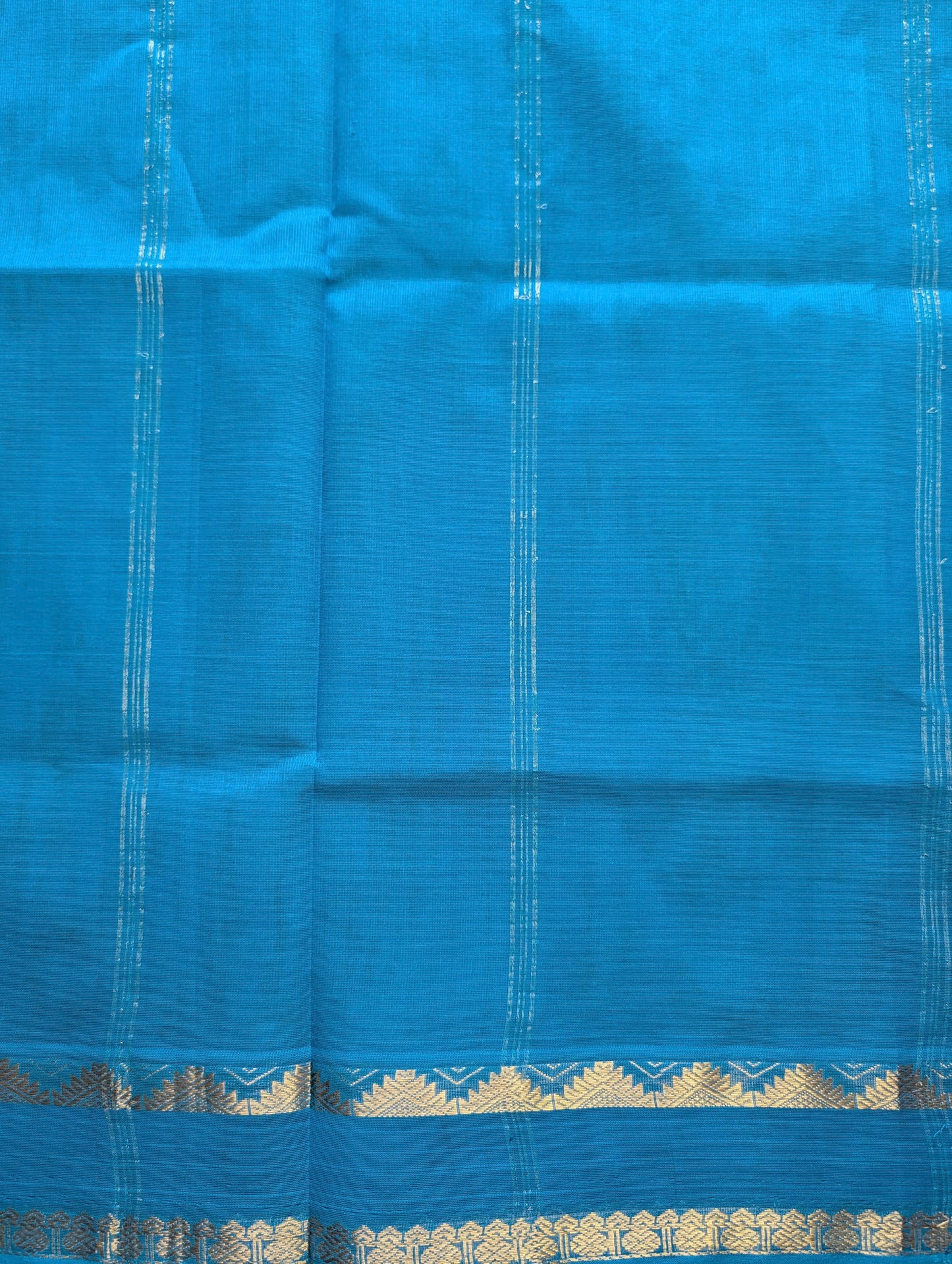 Green and Blue Pure Kanchi Silk cotton Saree