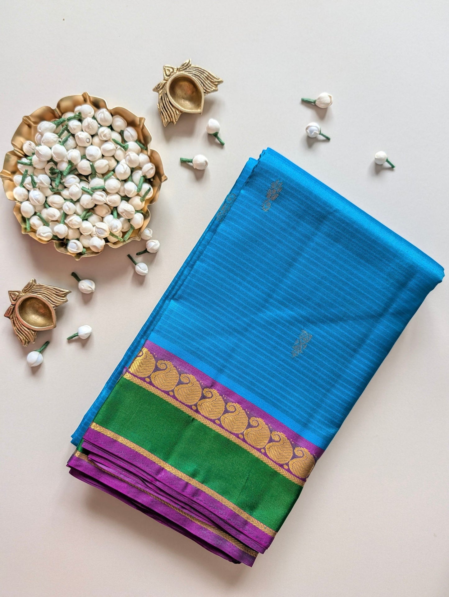 Blue with Purple Kanchi Silk Saree