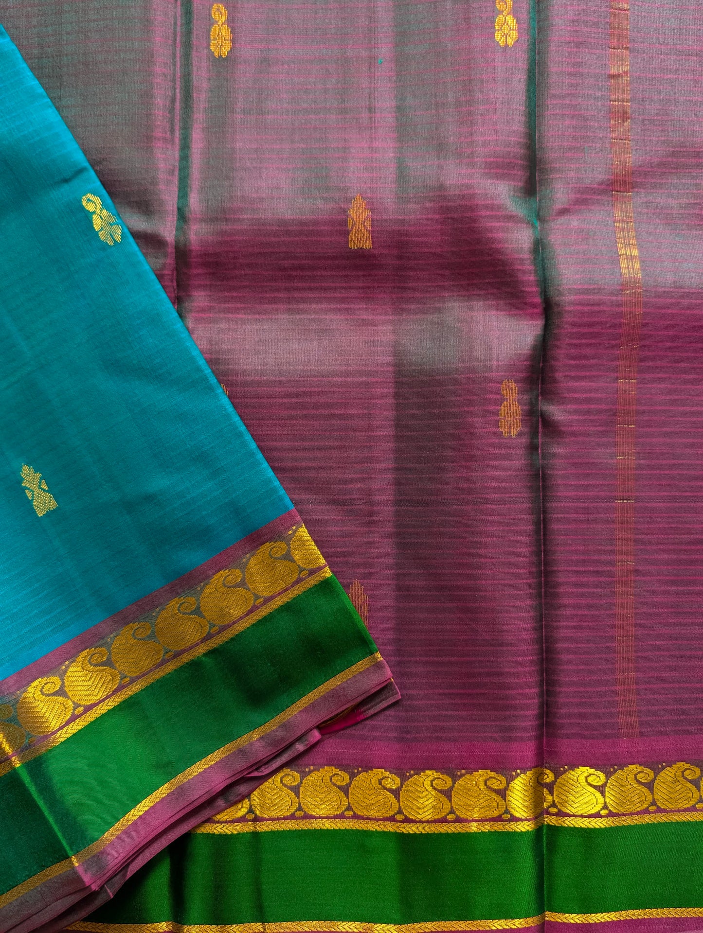 Blue with Purple Kanchi Silk Saree
