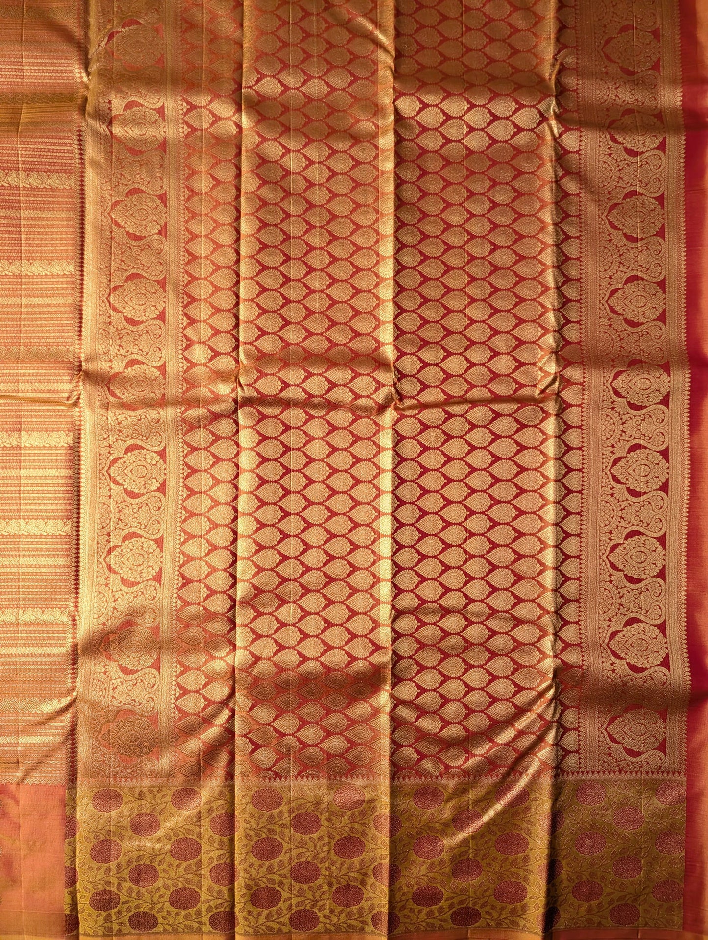 Orange Brocade Kanjeevaram Silk Saree
