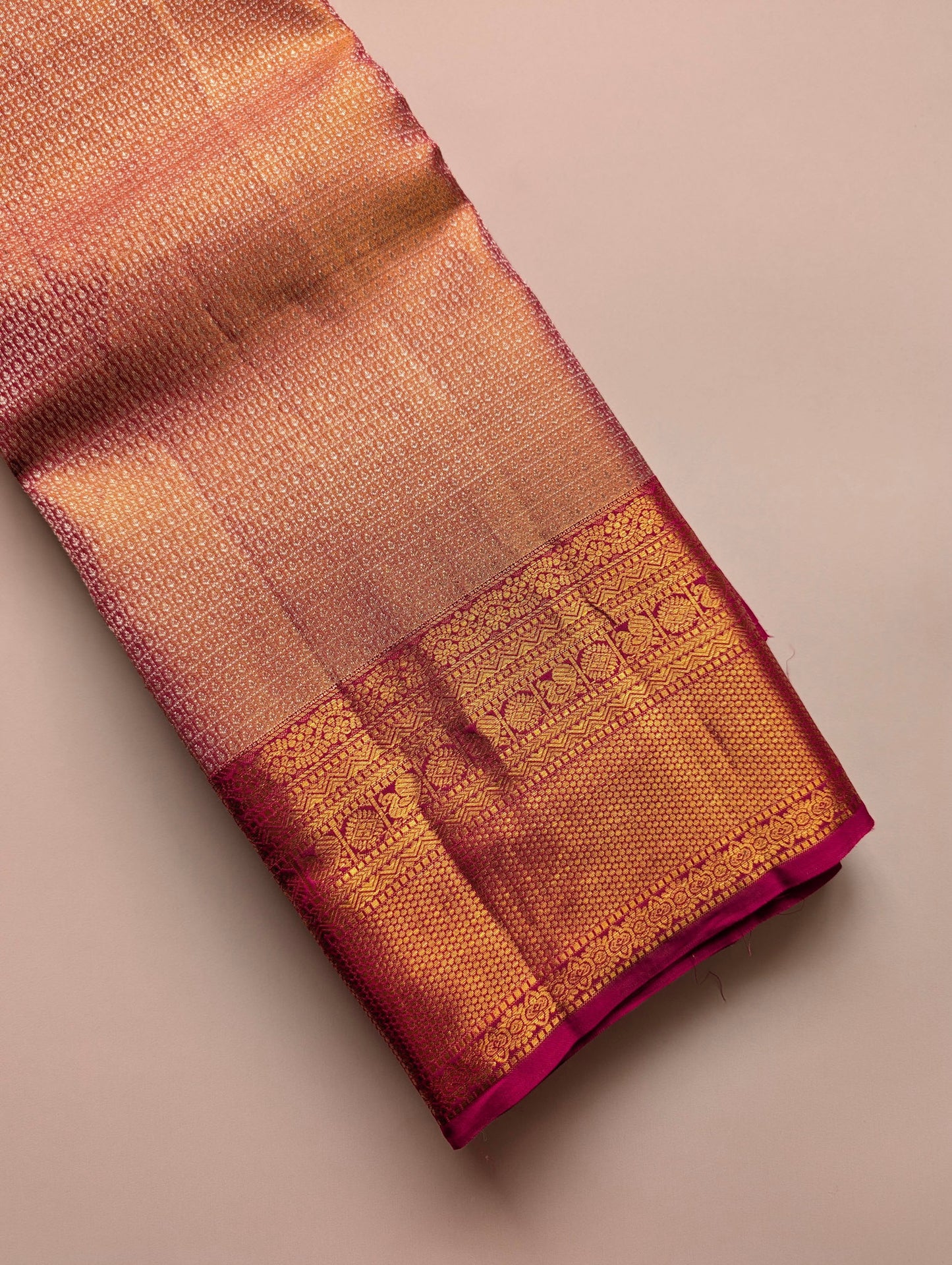 Brocade Pink and Gold Kanjeevaram Silk Saree