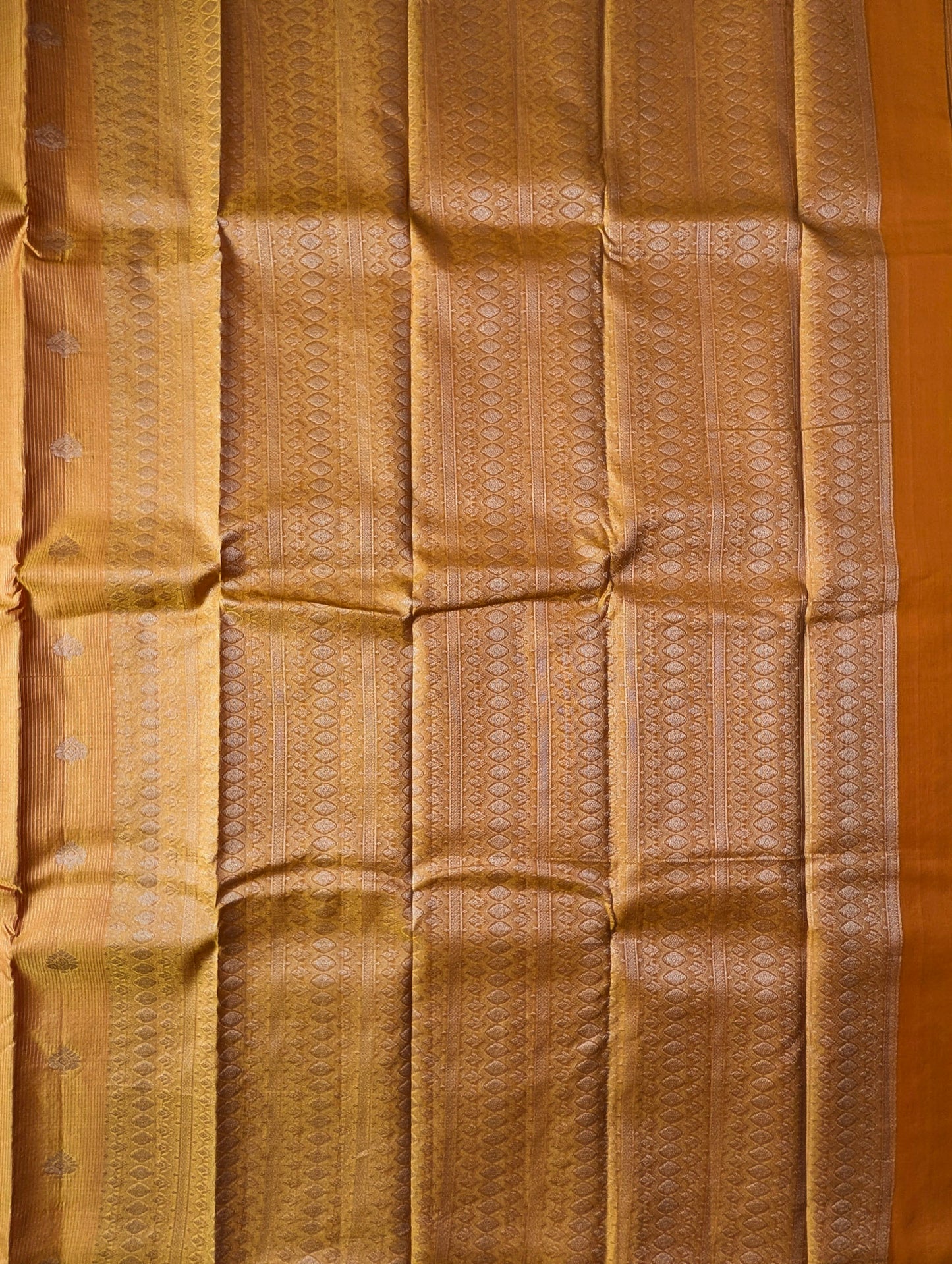 Golden Yellow Borderless Kanjeevaram Silk Saree