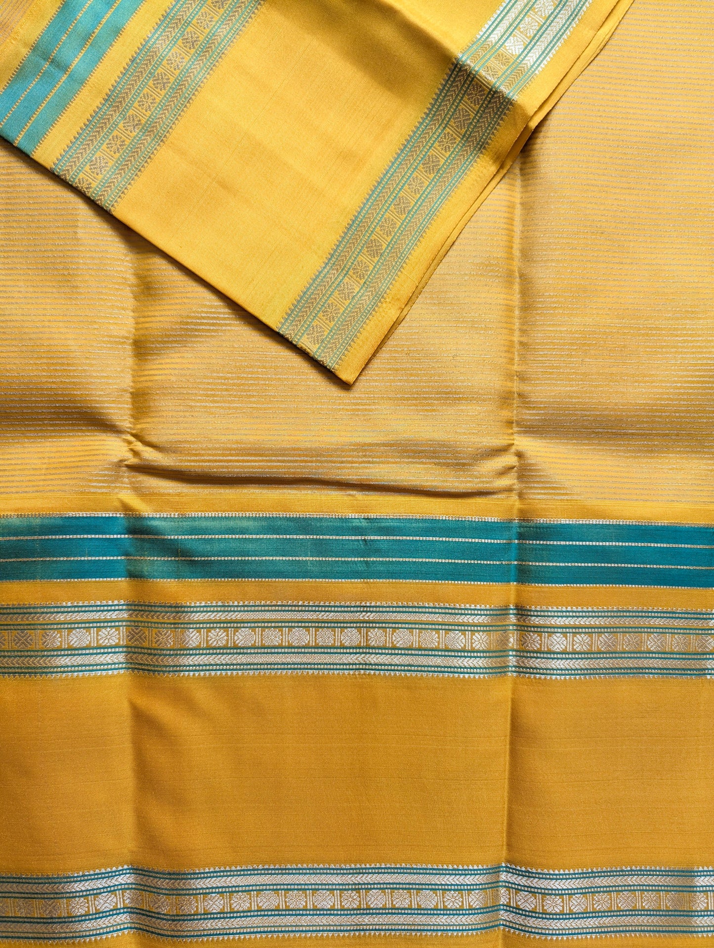 Yellow with Blue Kanjeevaram Silk Saree