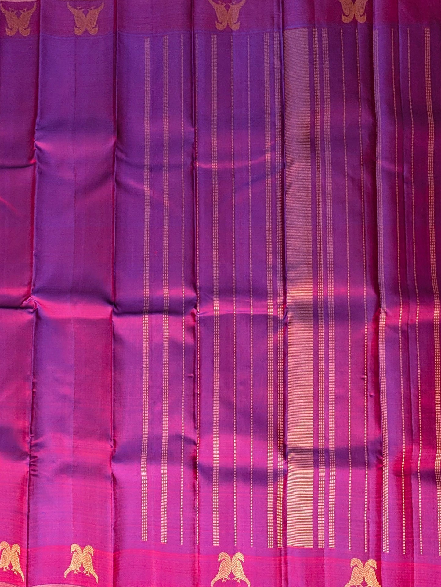 Dual shade Purple Pure 3G Zari Kanjeevaram Silk Saree