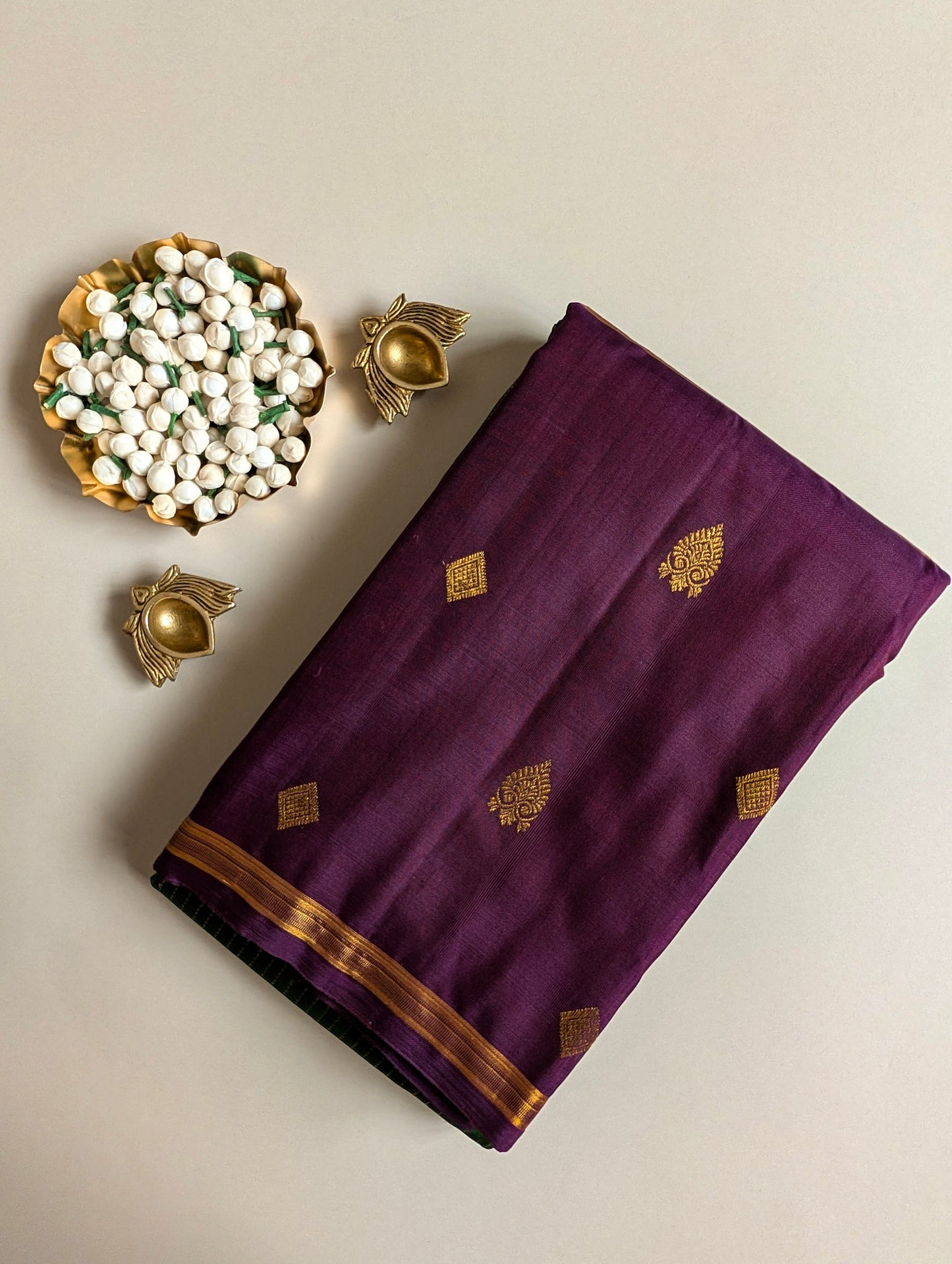 Coffee Brown with Green Kanjeevaram Silk Saree