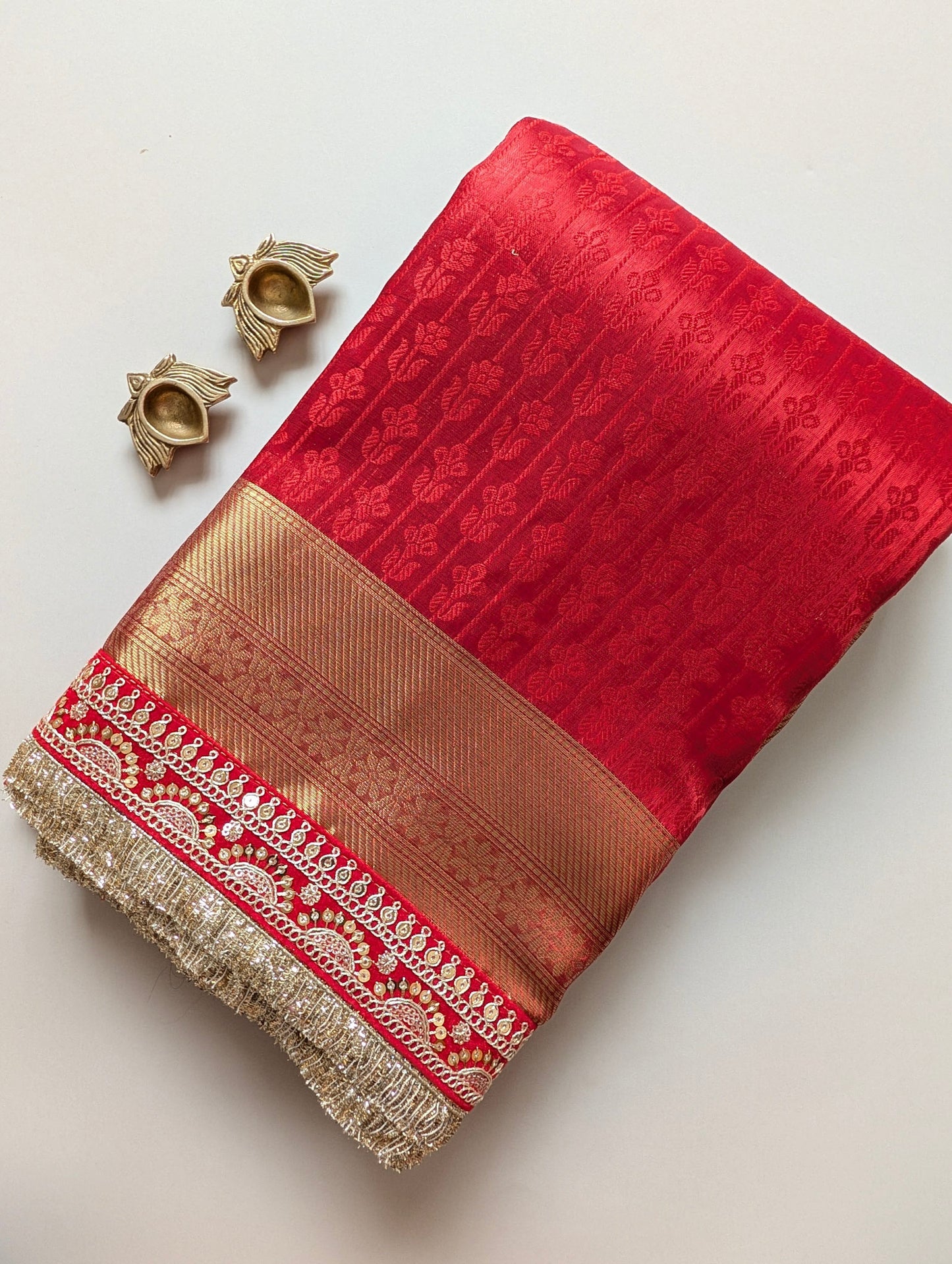 Banarasi Tissue Silk Saree with Scallop Border