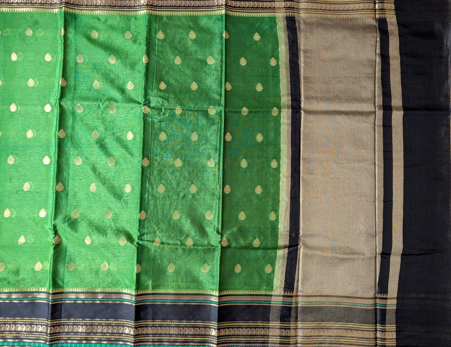 Green and Black Banarasi Warm Silk Saree