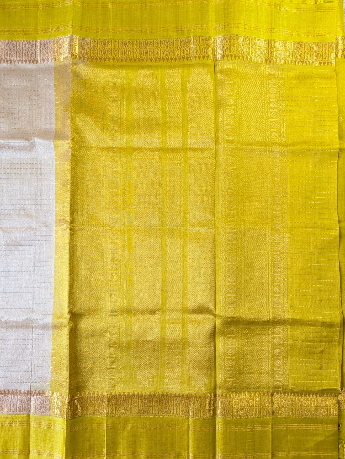 Beige with yellow Pure Kanchi Silk Cotton Saree