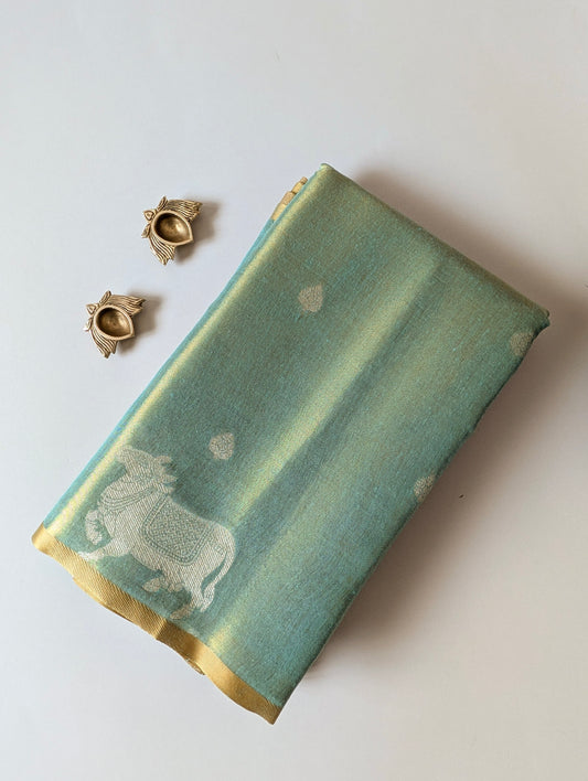 Green Pichwai Semi Tissue Silk saree