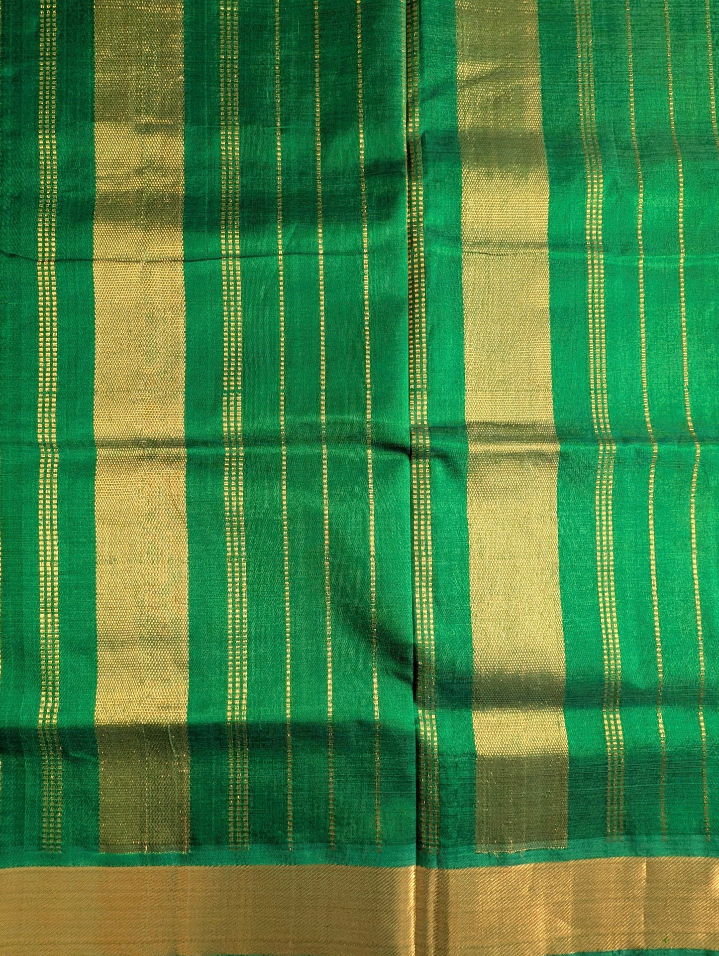 Golden Yellow with Green Pure Kanchi Silk Cotton Saree