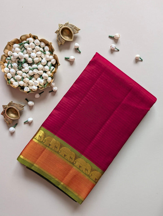 Red with Green Pure Silk Saree