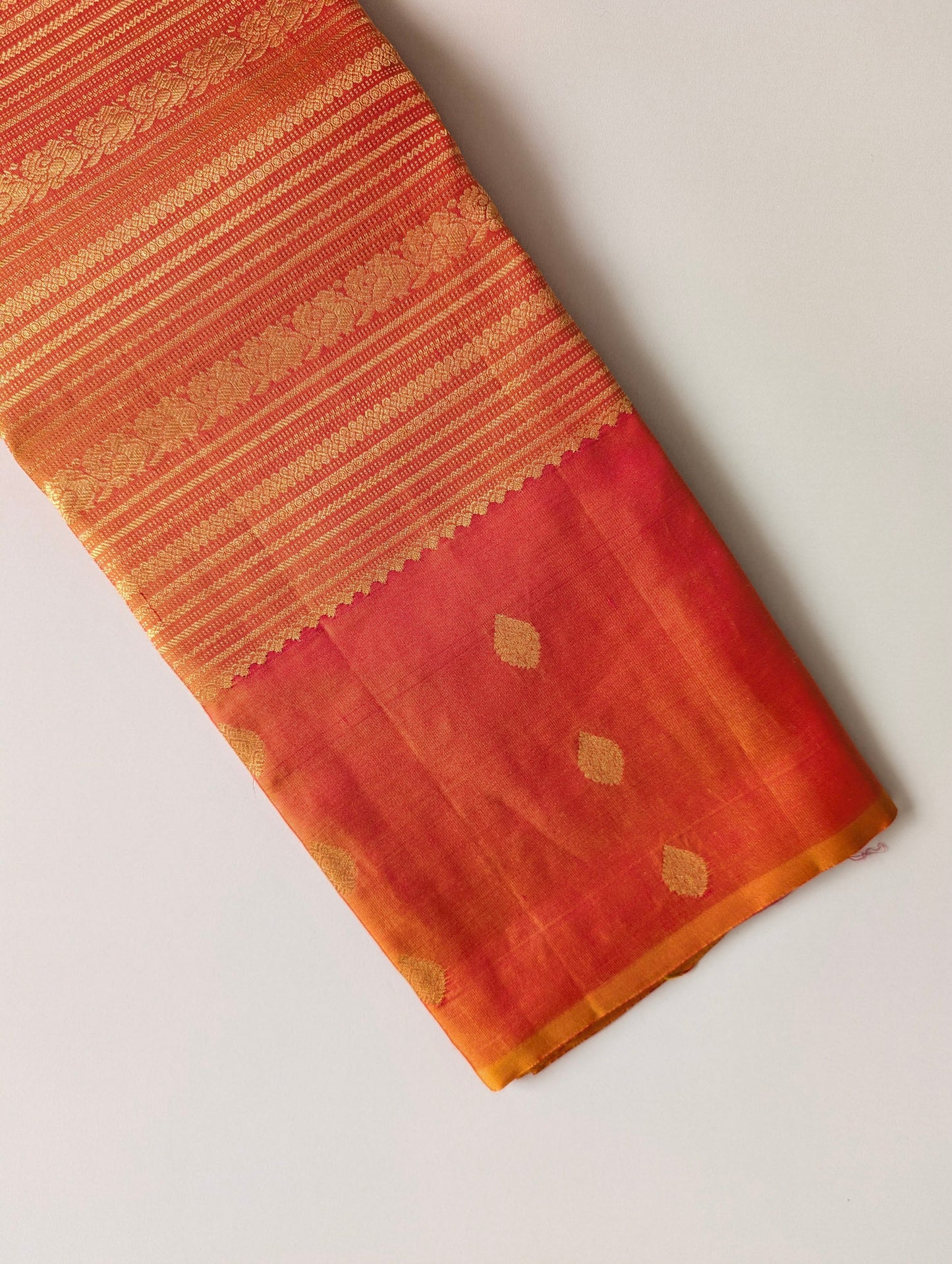 Orange Brocade Kanjeevaram Silk Saree