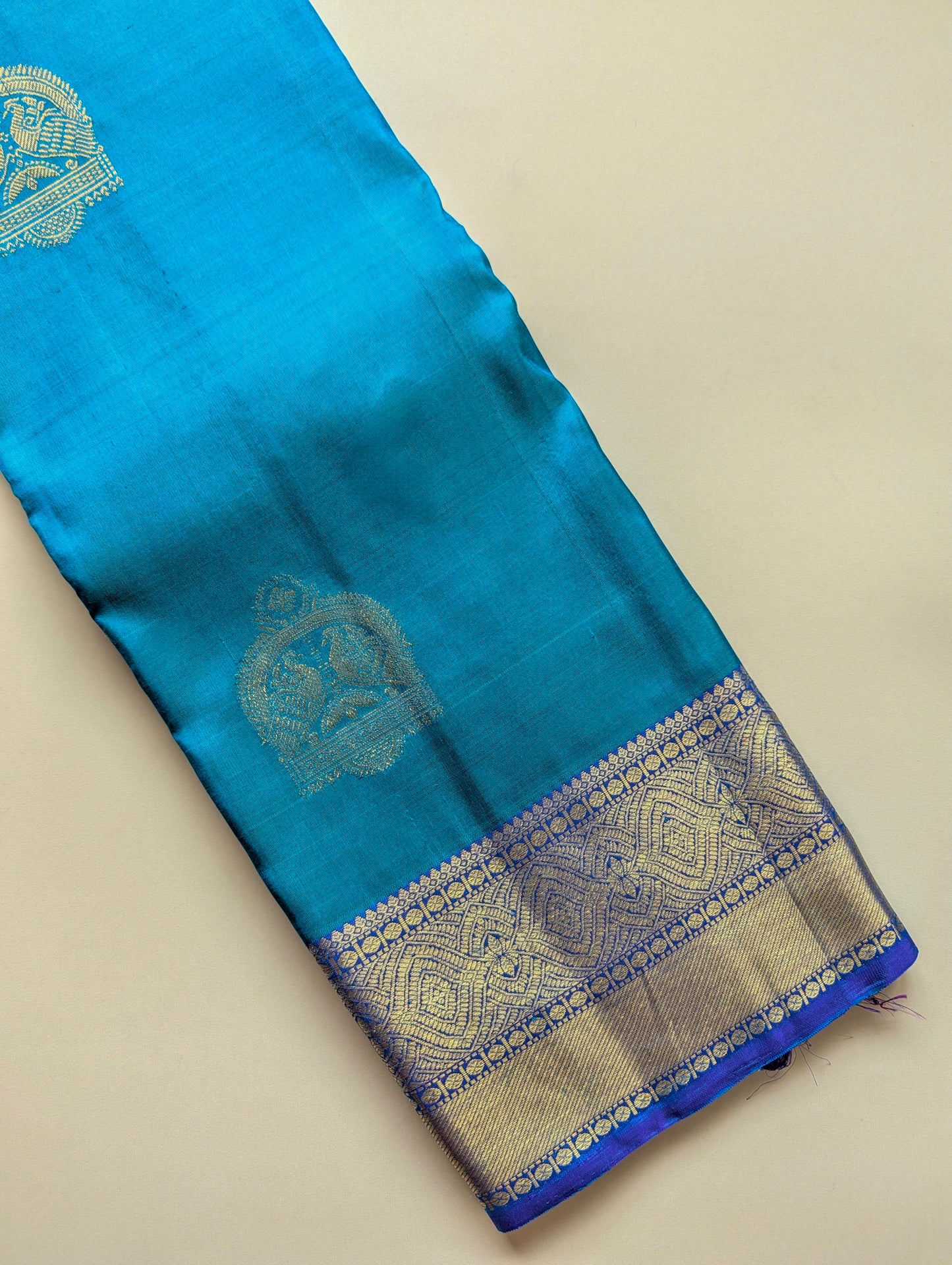 Peacock Blue Kanjeevaram Silk Saree