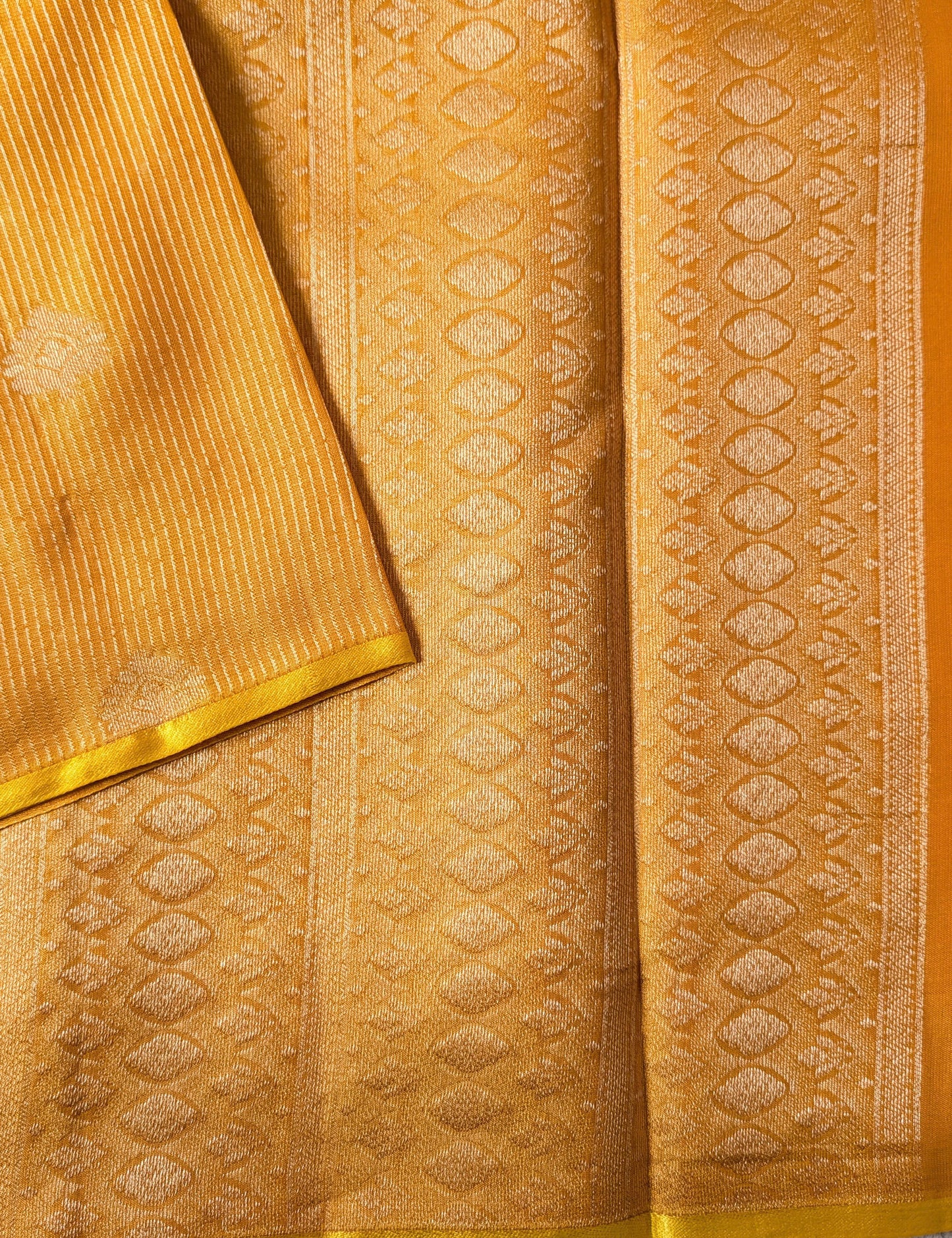 Golden Yellow Borderless Kanjeevaram Silk Saree