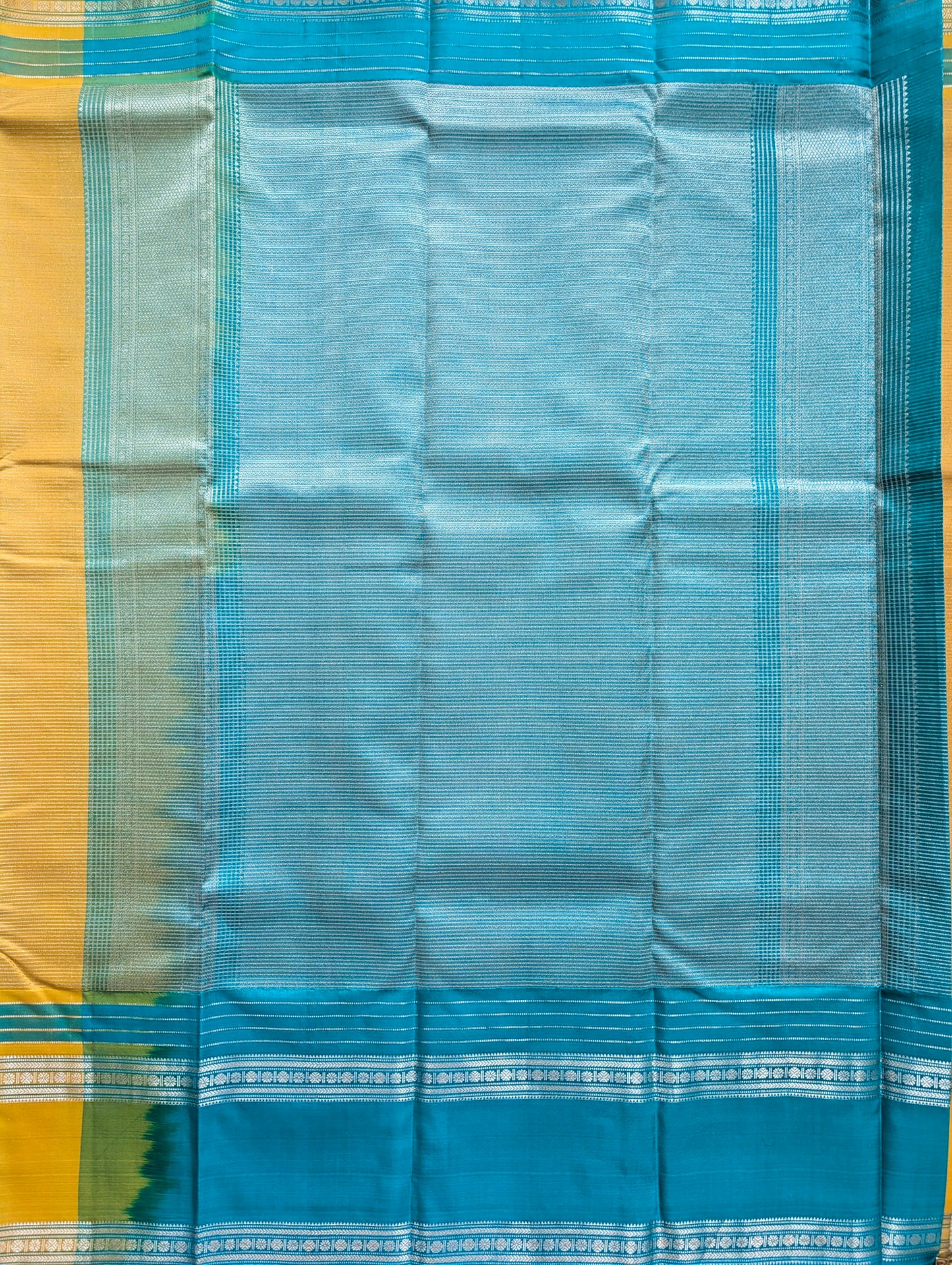 Yellow with Blue Kanjeevaram Silk Saree