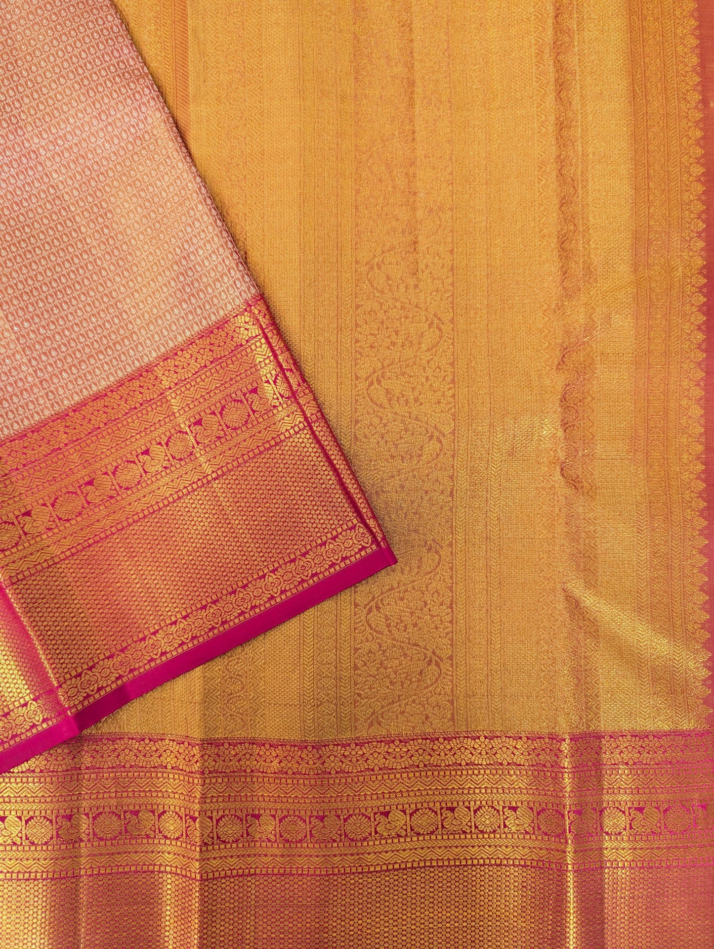 Brocade Pink and Gold Kanjeevaram Silk Saree