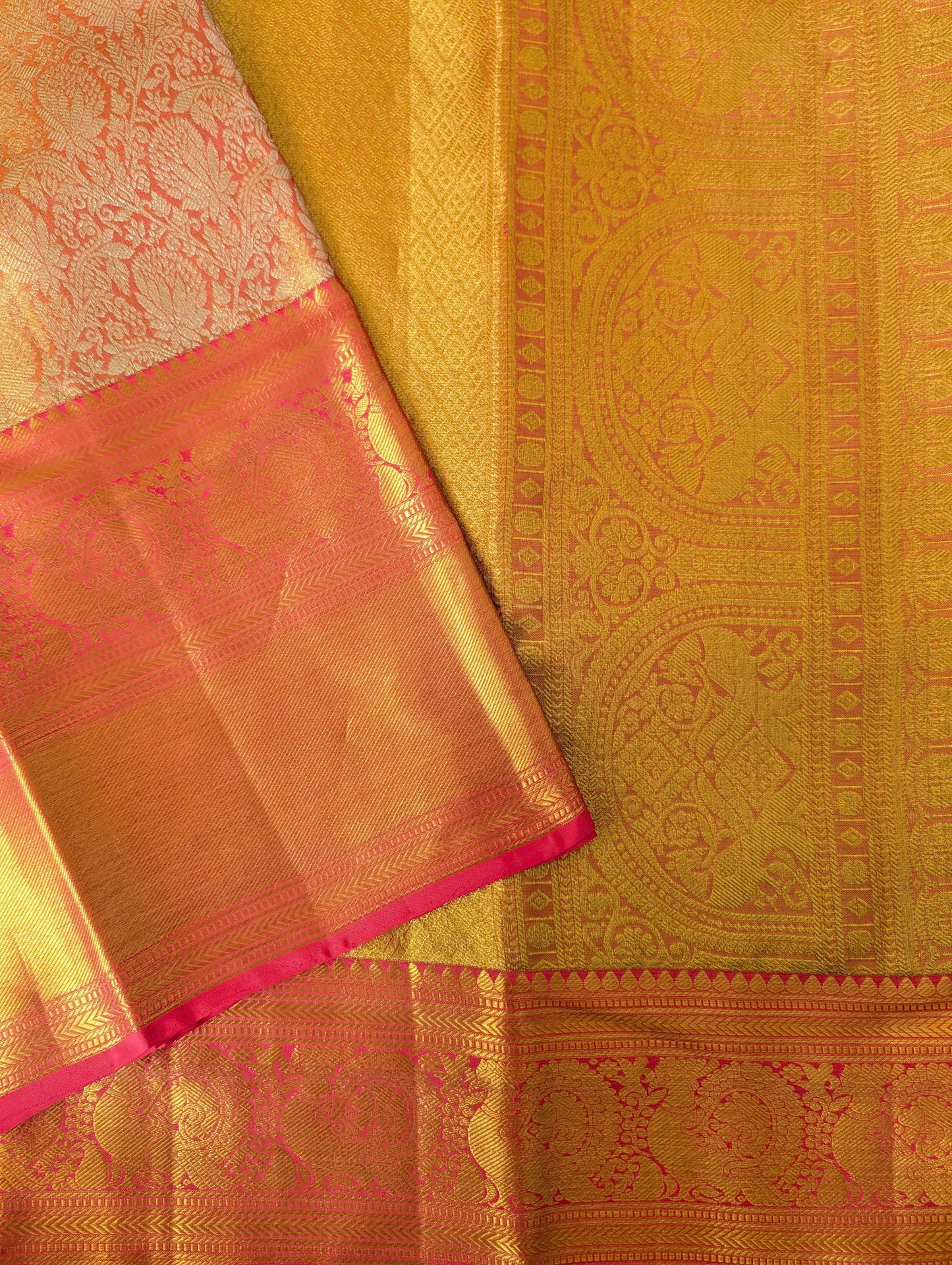 Brocade Pastel Orange Kanjeevaram Silk Saree