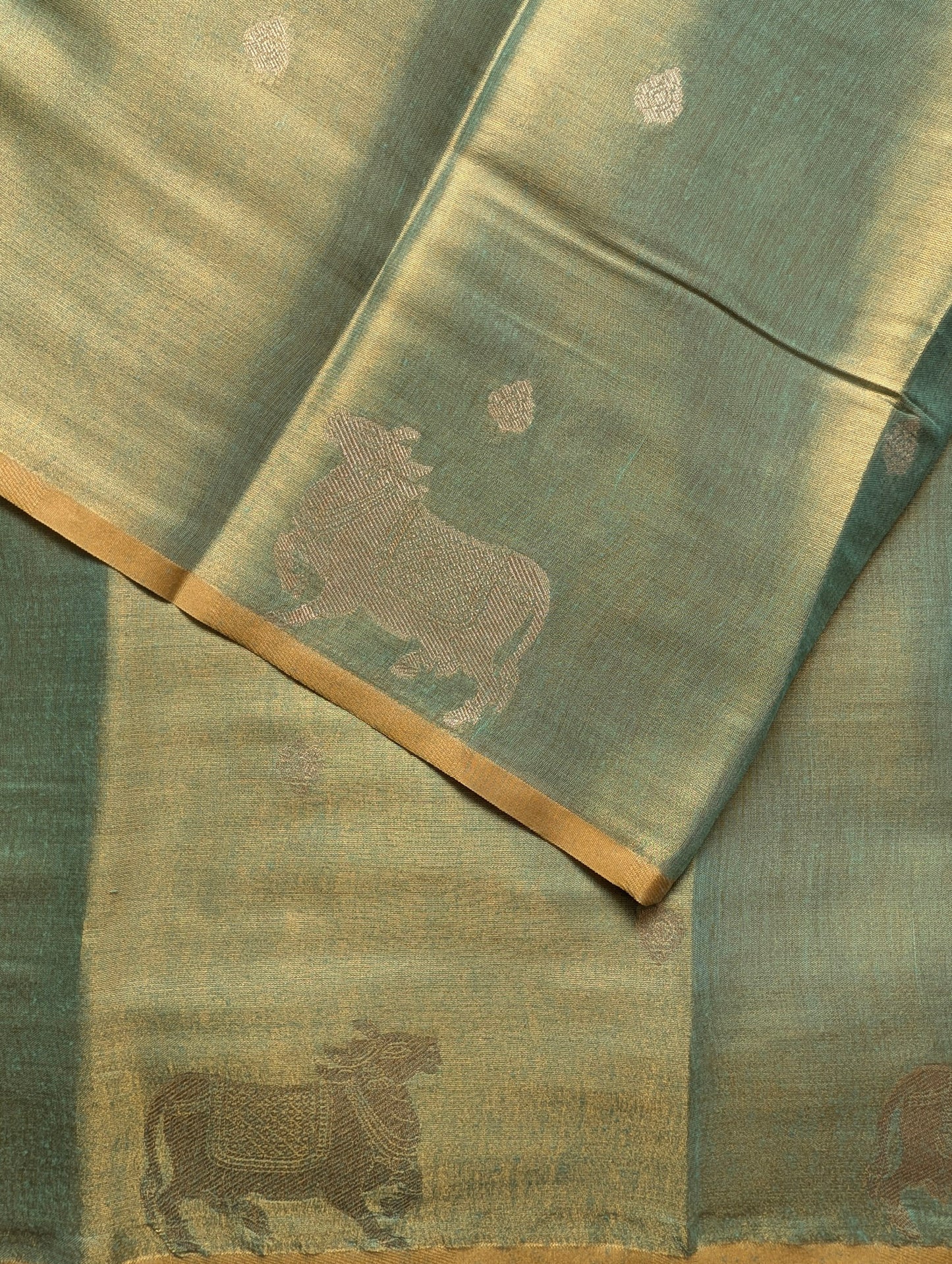 Green Pichwai Semi Tissue Silk saree