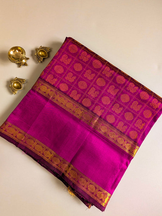Purple 1000 Butta Pure Kanchi silk cotton