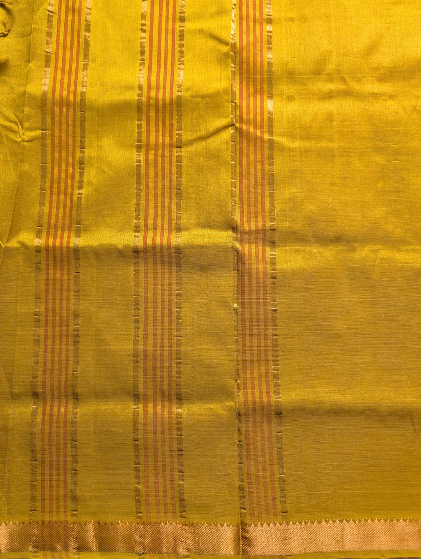 Kumkum Red with Turmeric Yellow Pure Kanchi Silk Cotton Saree