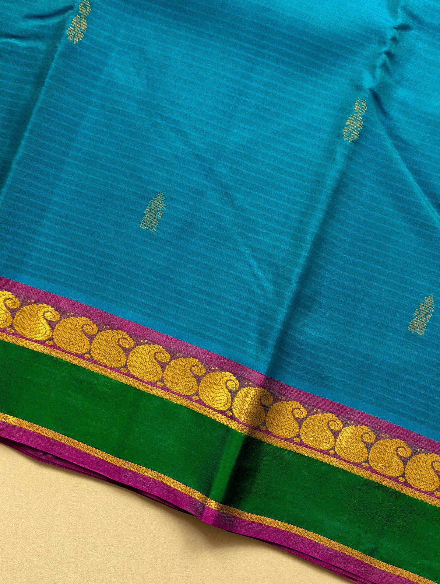 Blue with Purple Kanchi Silk Saree