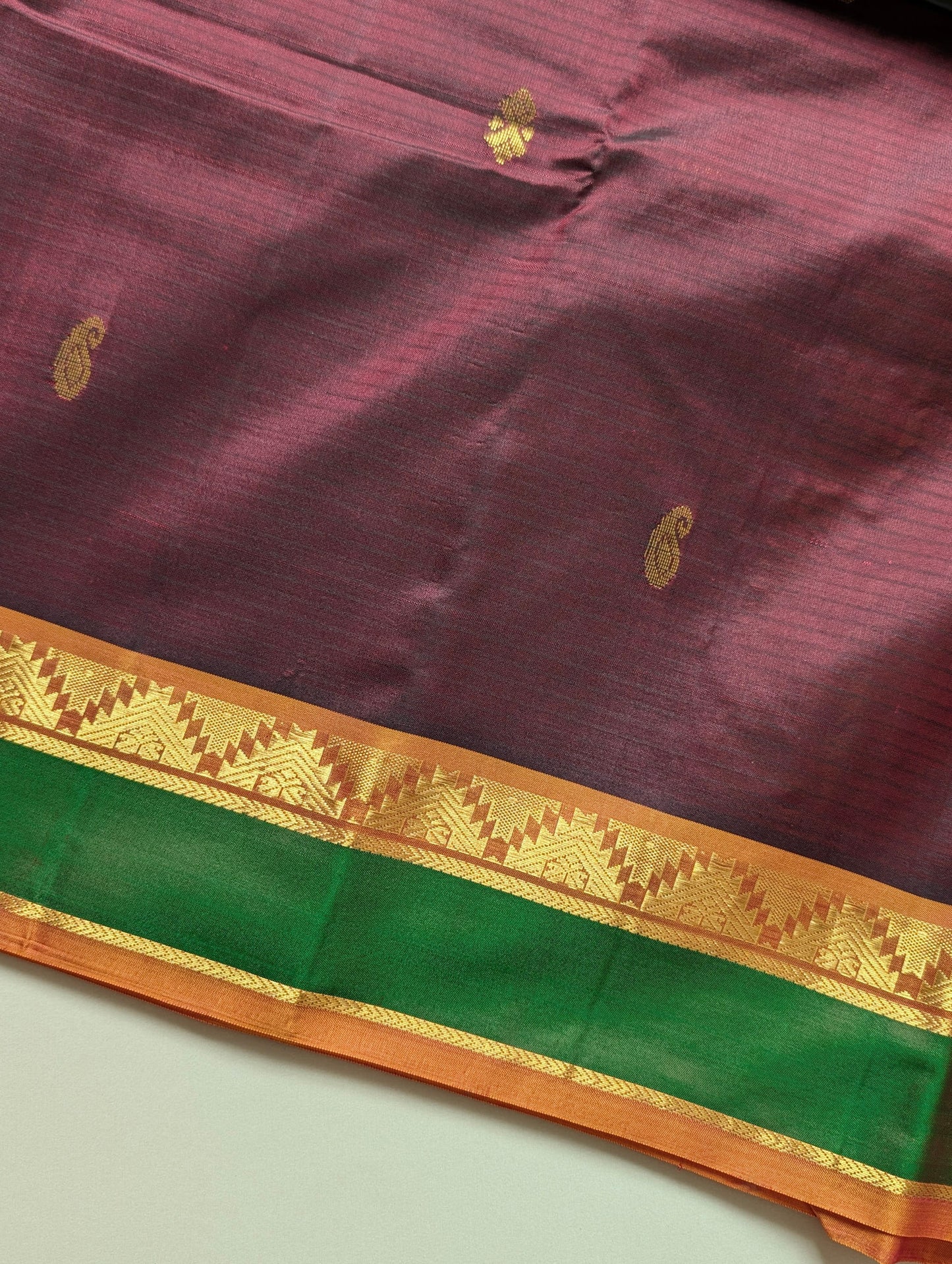 Coffee Brown with Yellow Silk Saree