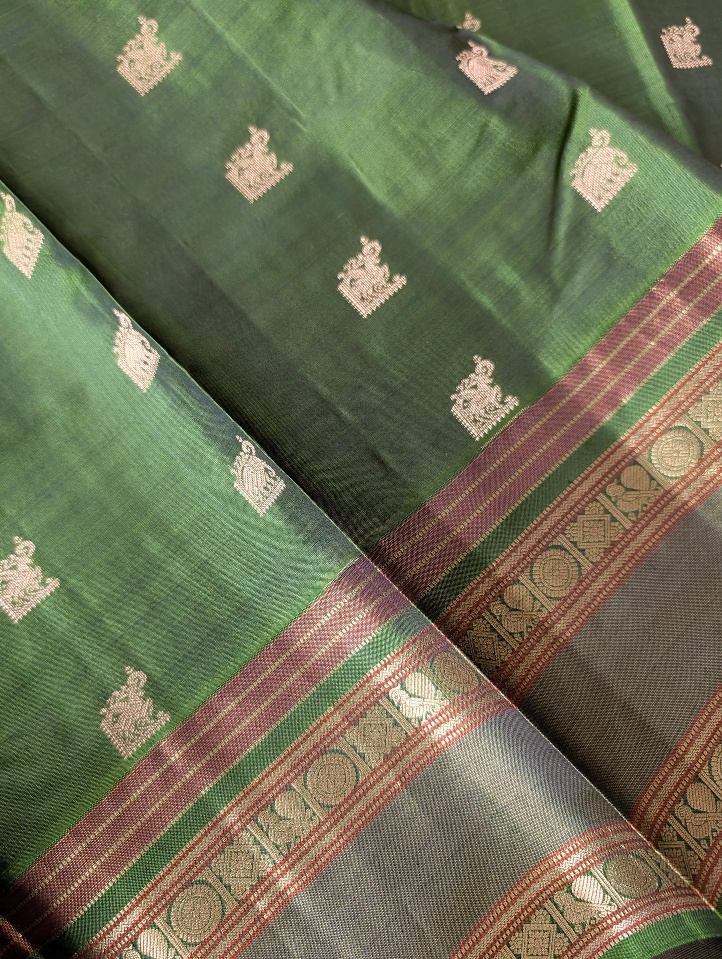 Leaf Green Kanjeevaram Silk Saree