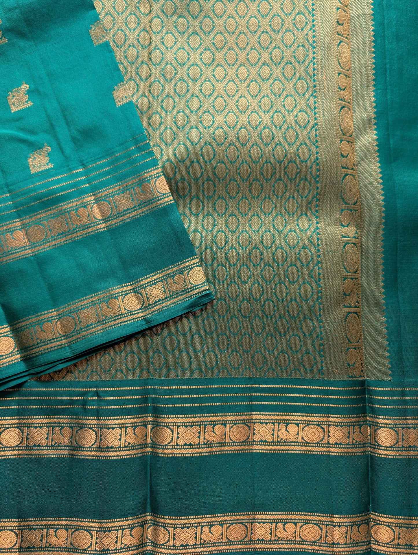 Peacock Green Kanjeevaram Silk Saree