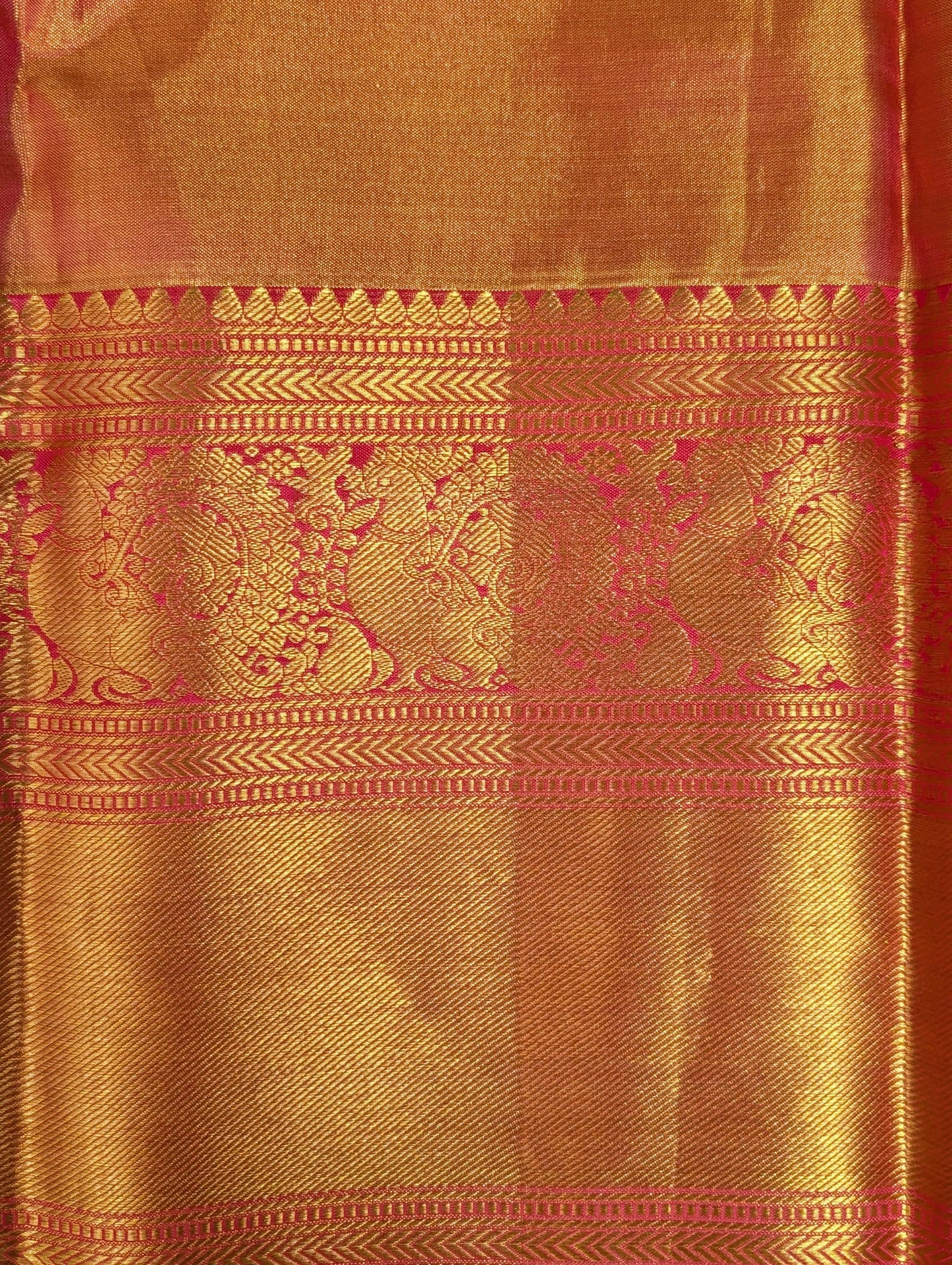 Brocade Pastel Orange Kanjeevaram Silk Saree