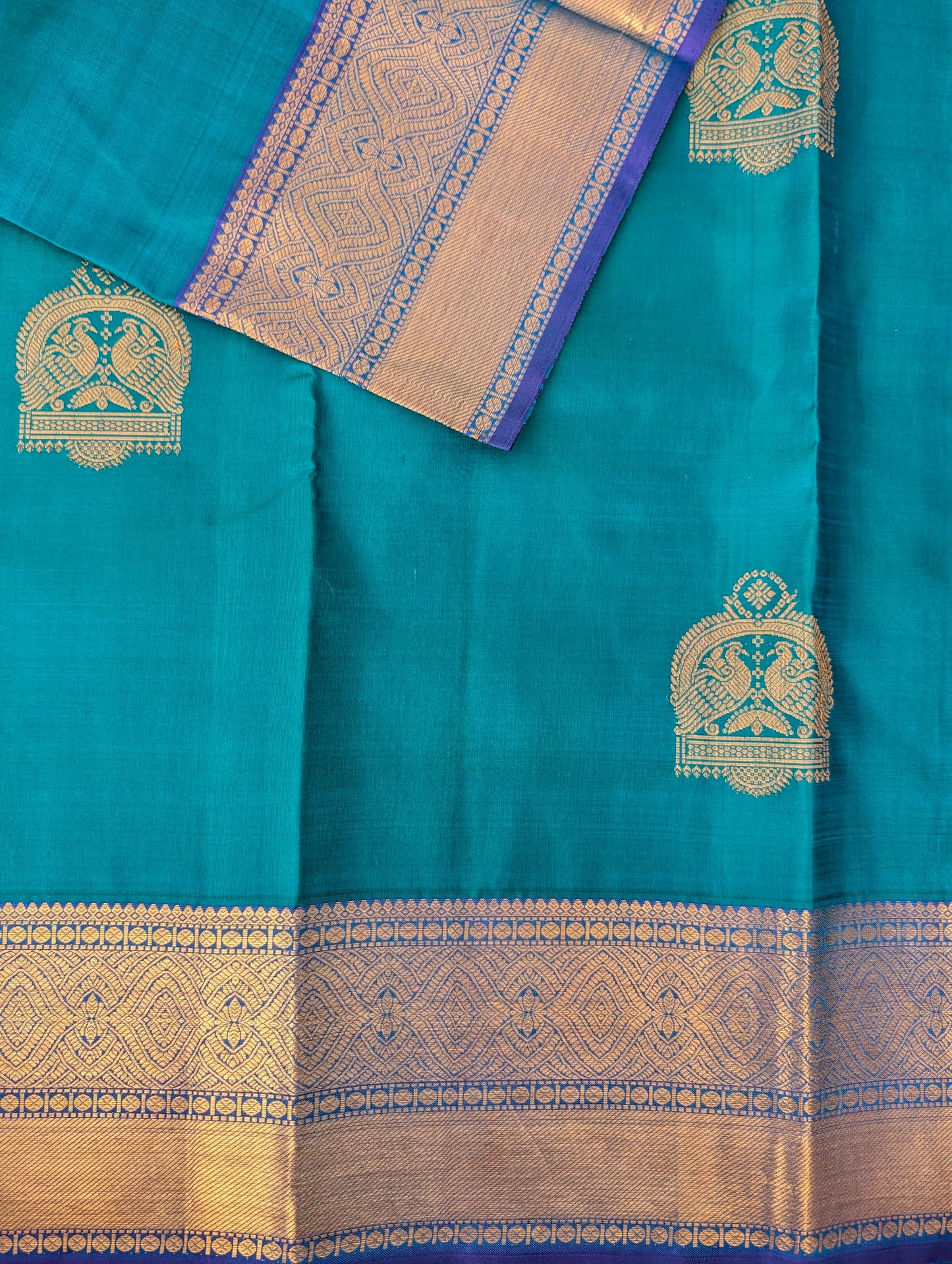 Peacock Blue Kanjeevaram Silk Saree