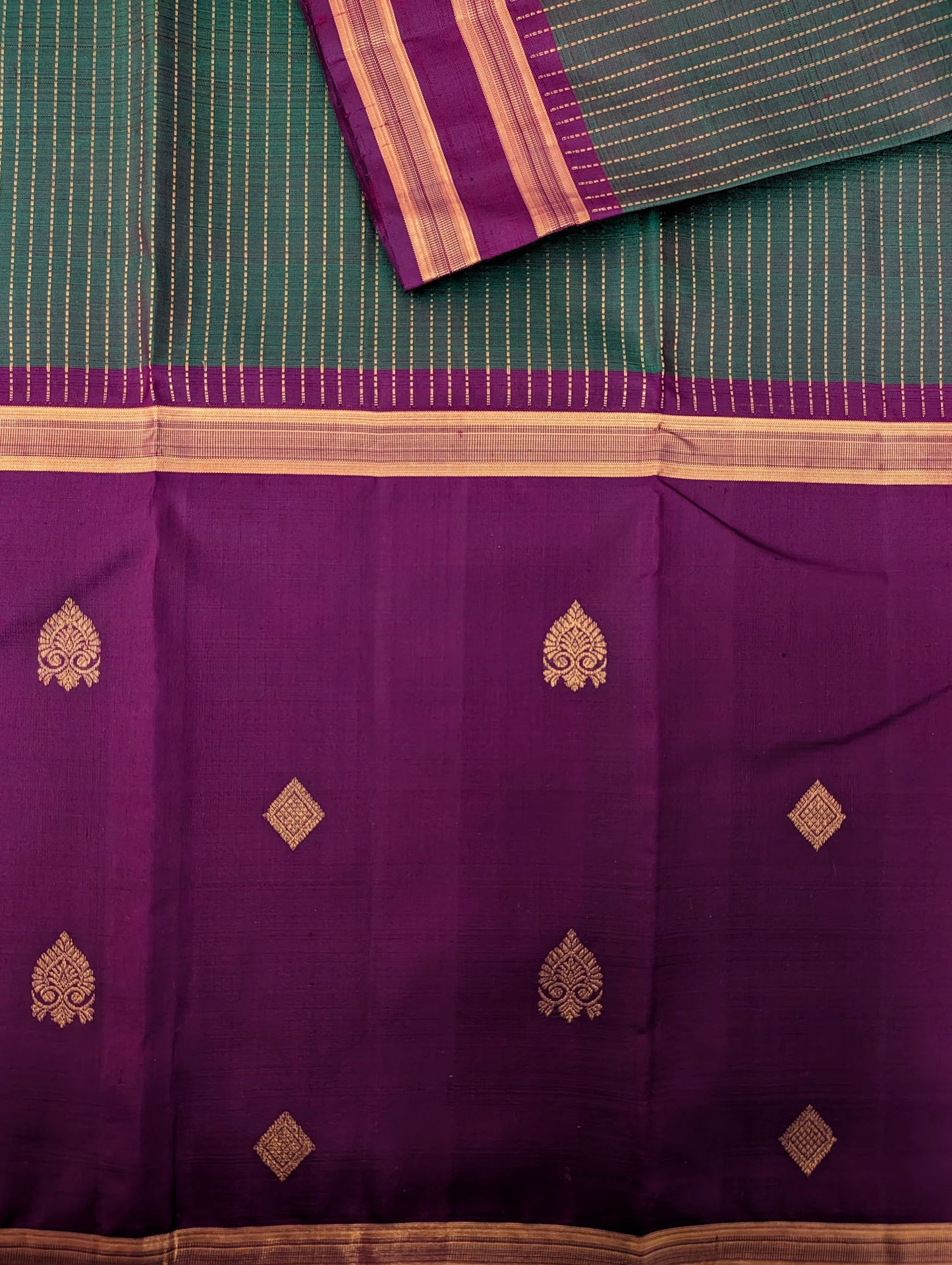 Coffee Brown with Green Kanjeevaram Silk Saree